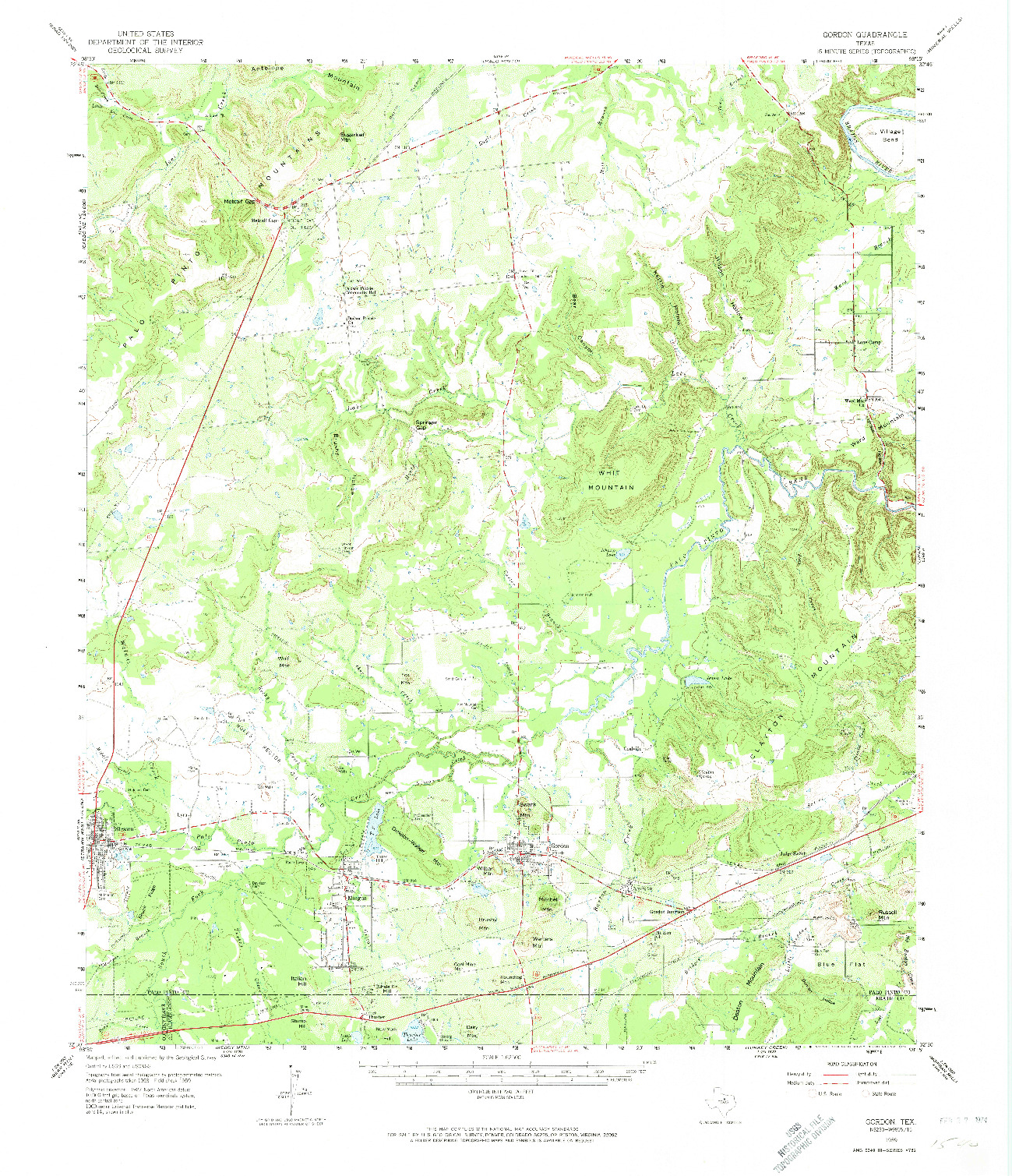 USGS 1:62500-SCALE QUADRANGLE FOR GORDON, TX 1959