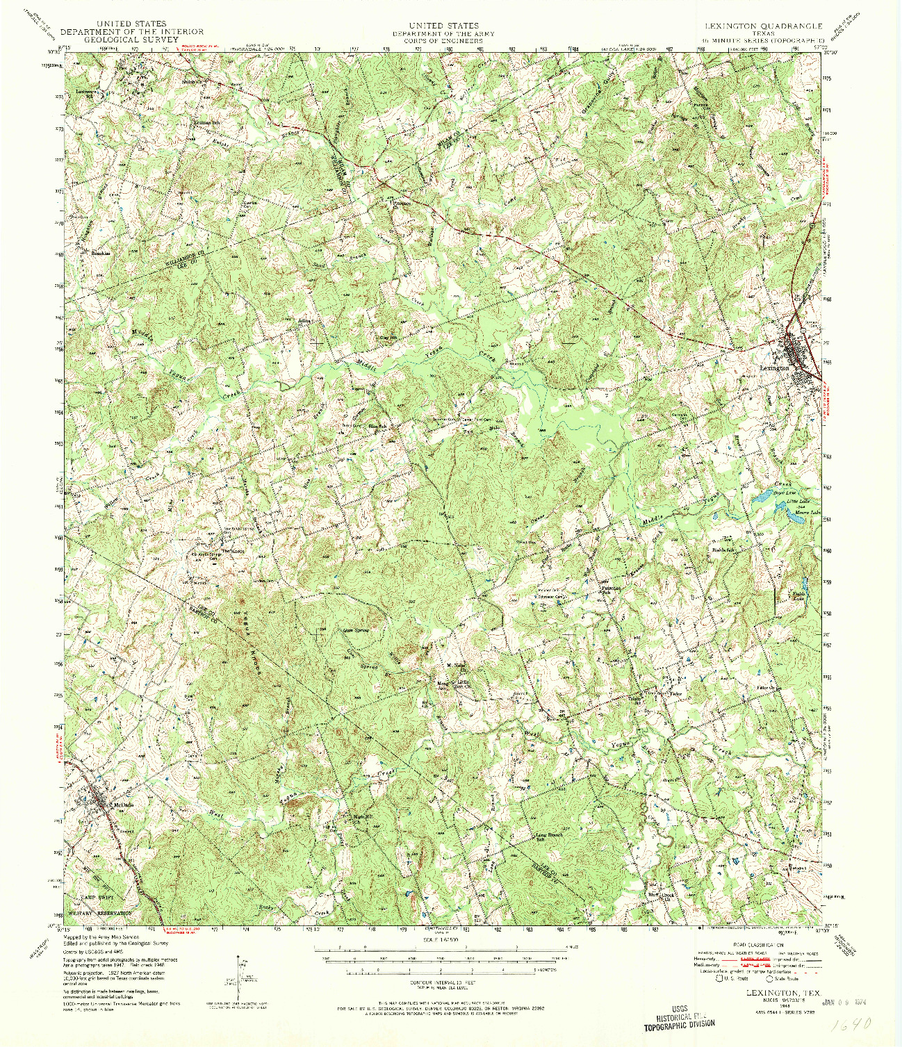 USGS 1:62500-SCALE QUADRANGLE FOR LEXINGTON, TX 1948