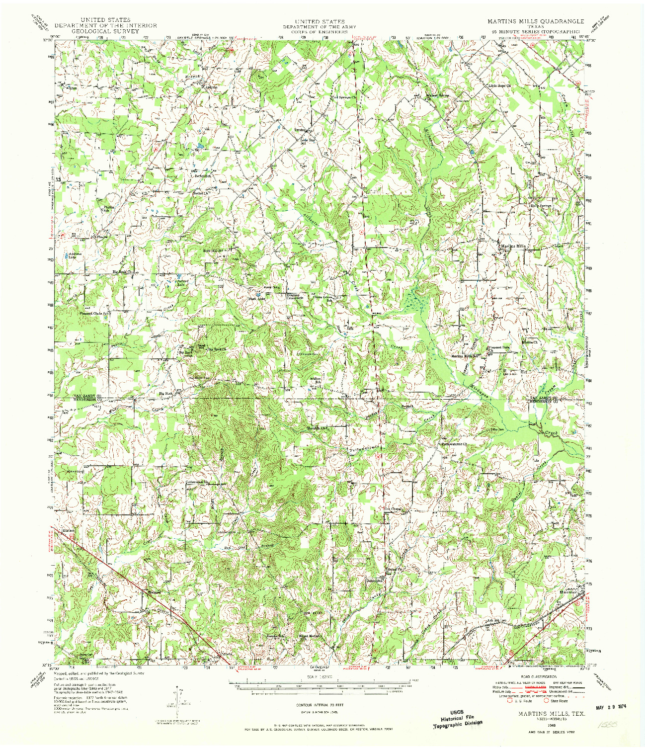 USGS 1:62500-SCALE QUADRANGLE FOR MARTINS MILL, TX 1948