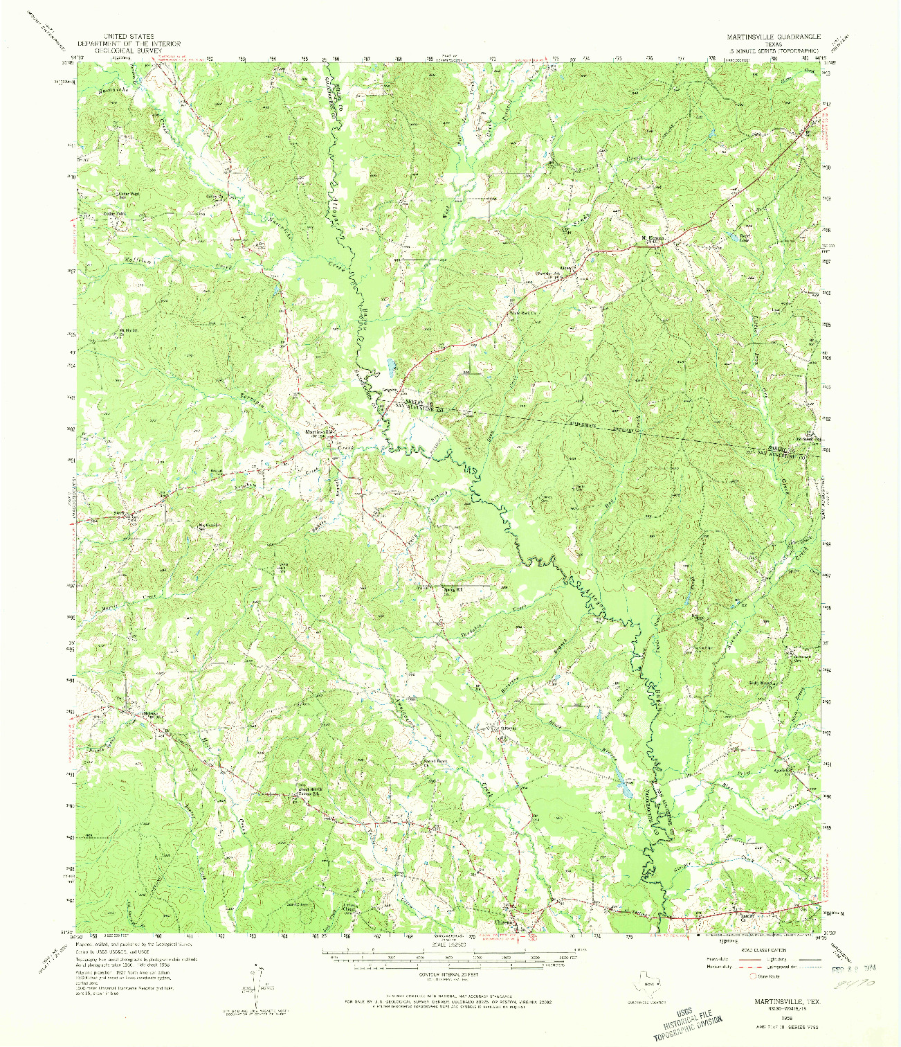 USGS 1:62500-SCALE QUADRANGLE FOR MARTINSVILLE, TX 1958