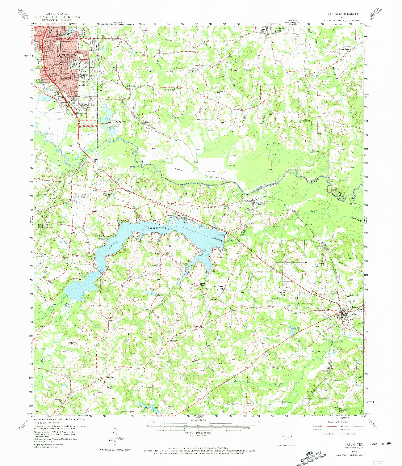 USGS 1:62500-SCALE QUADRANGLE FOR TATUM, TX 1958