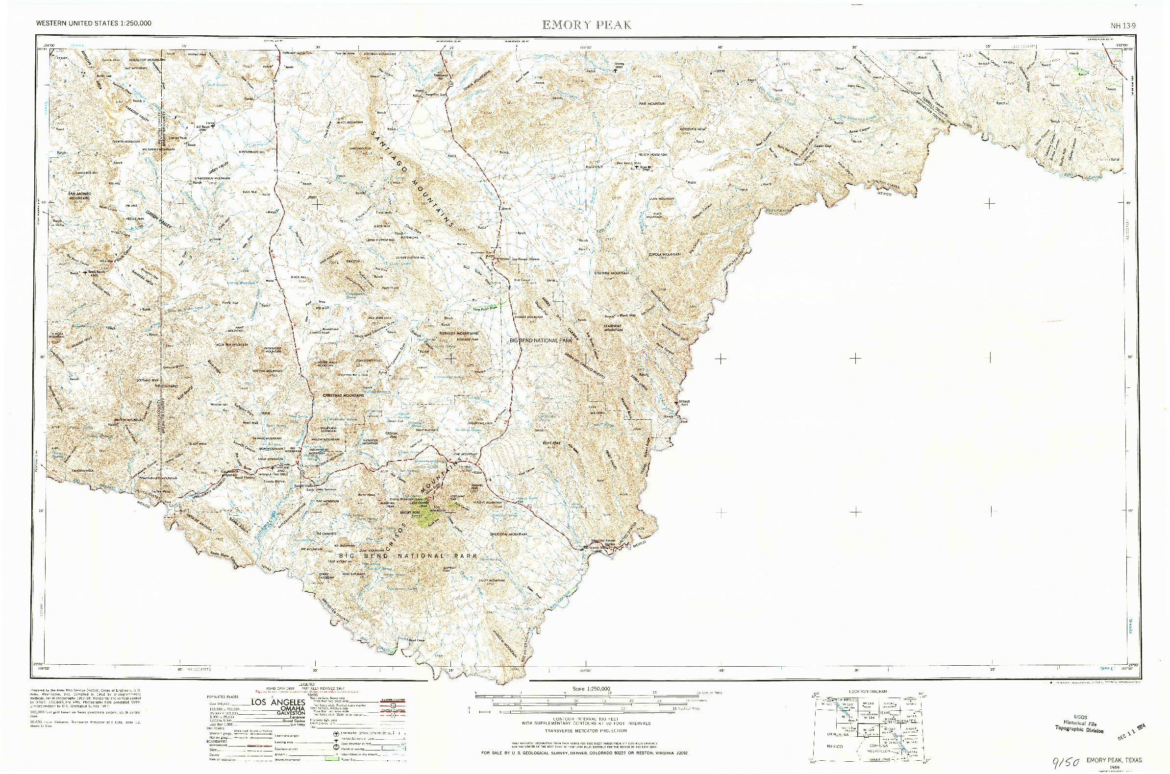 USGS 1:250000-SCALE QUADRANGLE FOR EMORY PEAK, TX 1959