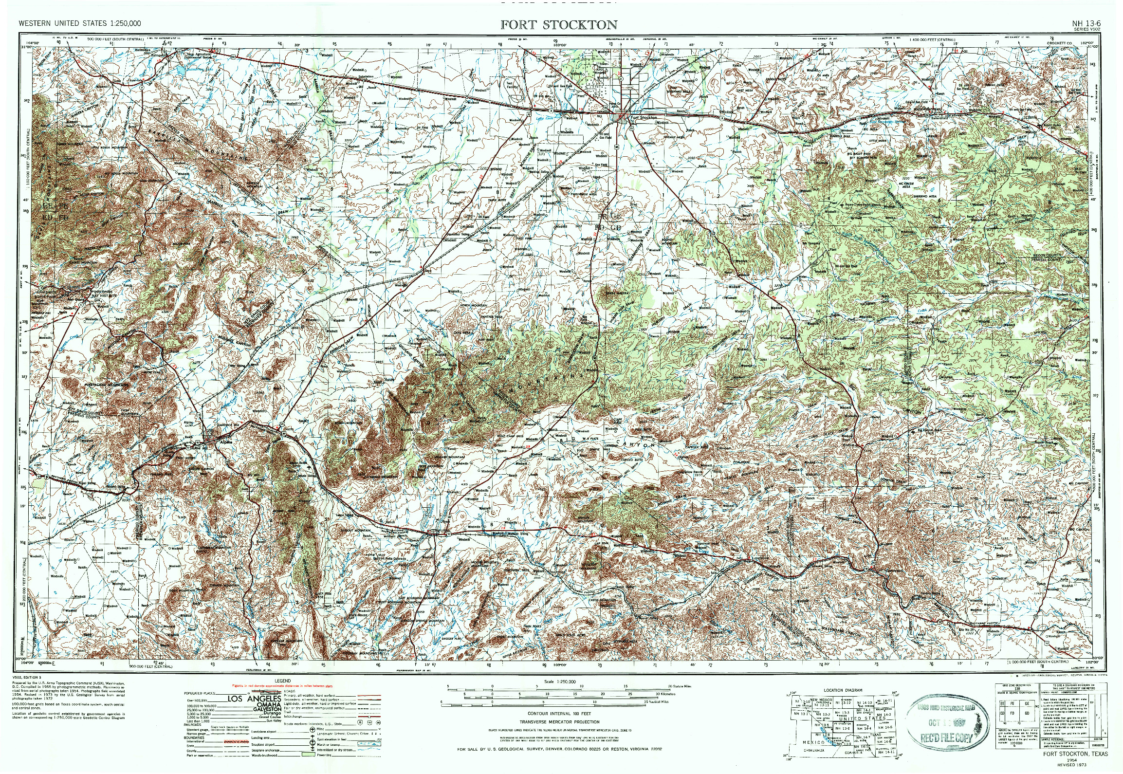 USGS 1:250000-SCALE QUADRANGLE FOR FORT STOCKTON, TX 1954