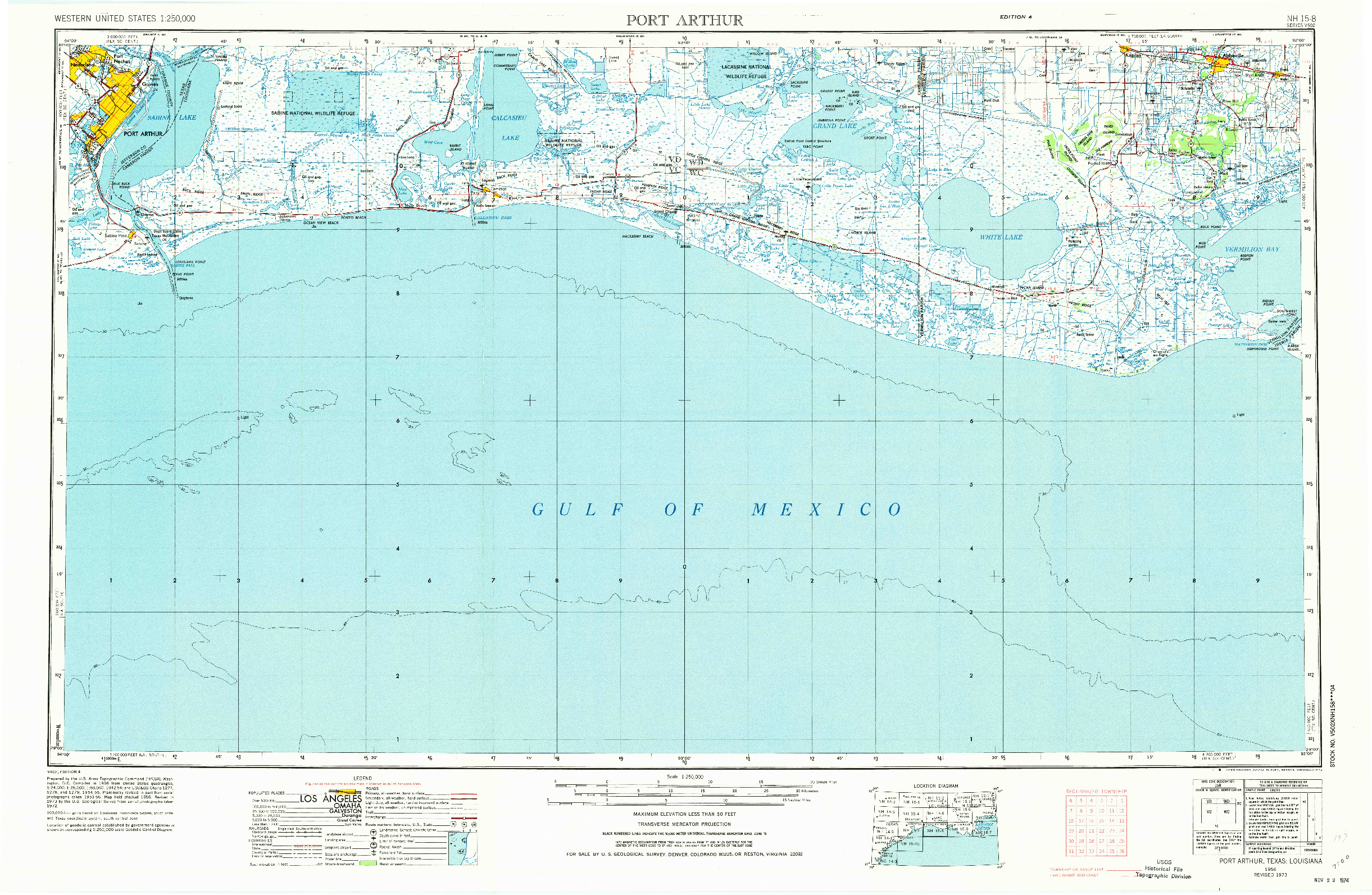 USGS 1:250000-SCALE QUADRANGLE FOR PORT ARTHUR, TX 1973