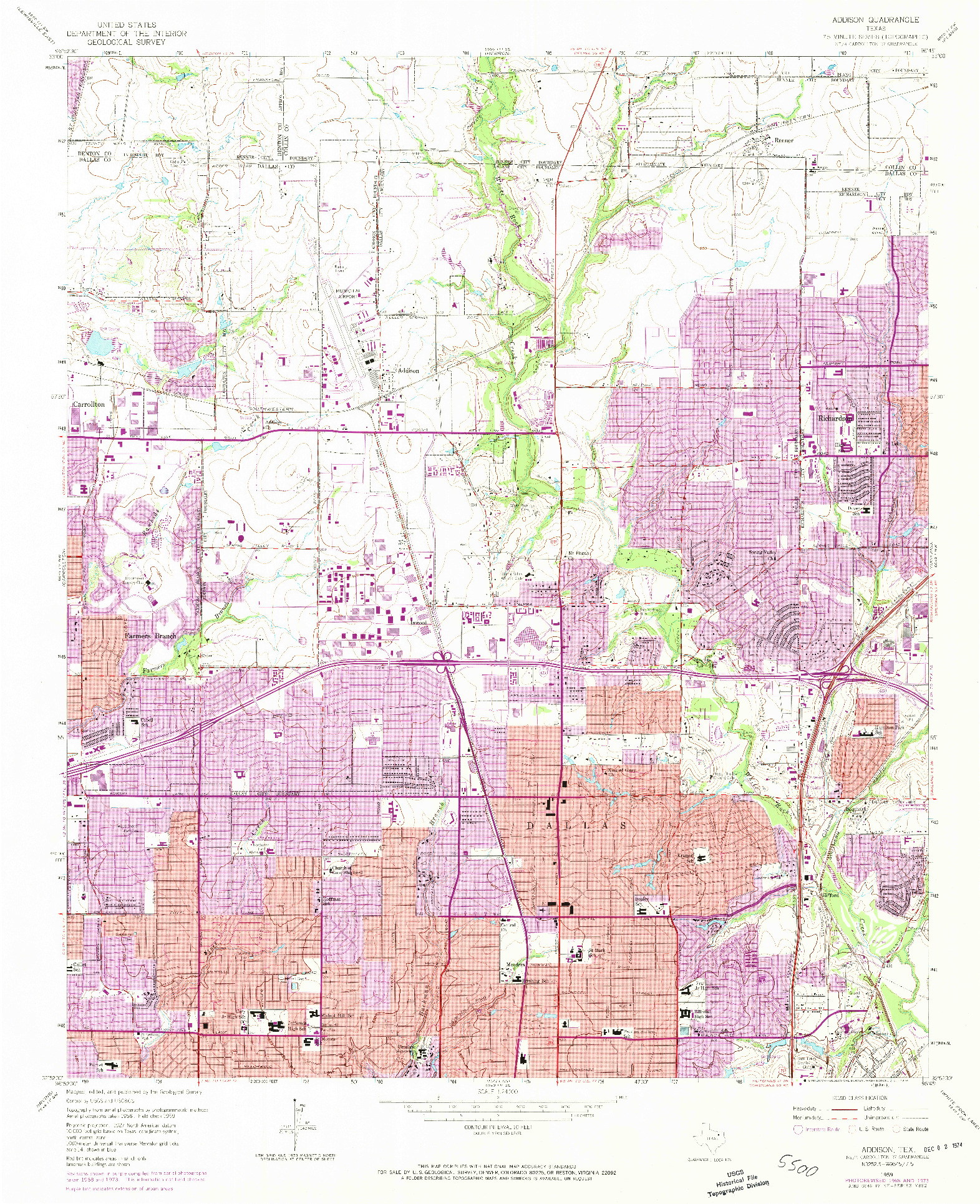 USGS 1:24000-SCALE QUADRANGLE FOR ADDISON, TX 1959
