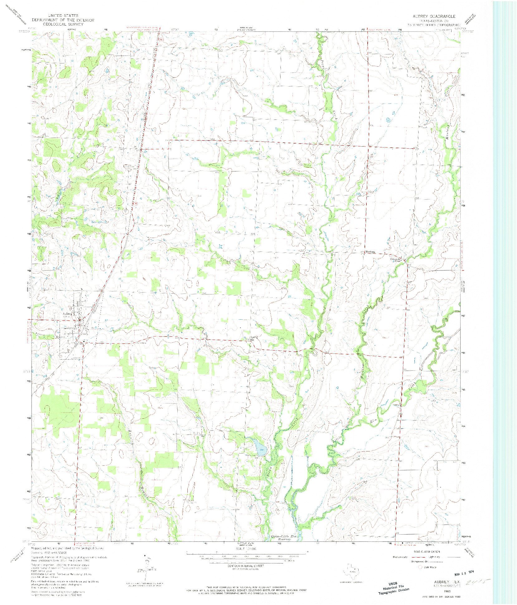 USGS 1:24000-SCALE QUADRANGLE FOR AUBREY, TX 1960