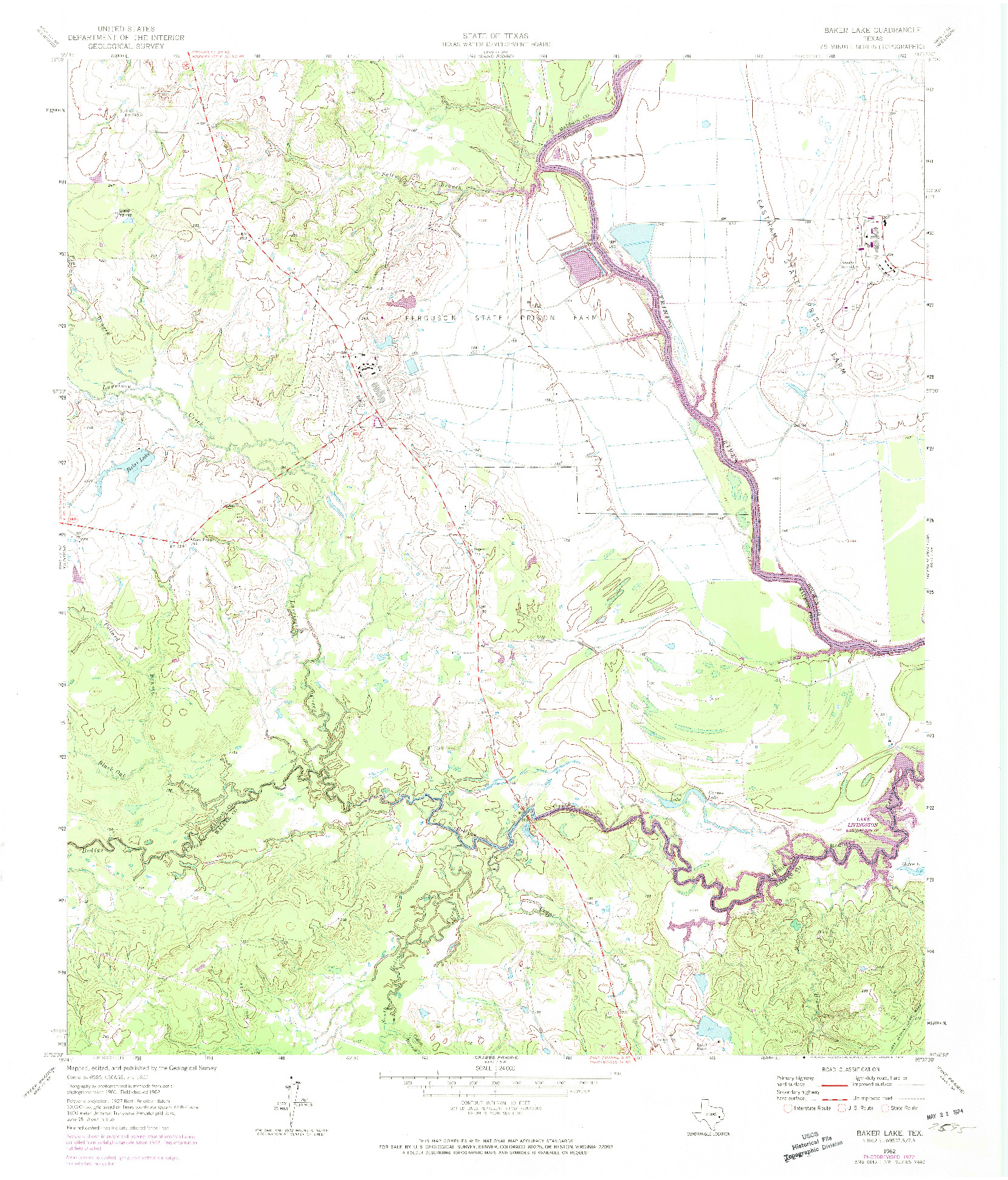 USGS 1:24000-SCALE QUADRANGLE FOR BAKER LAKE, TX 1962
