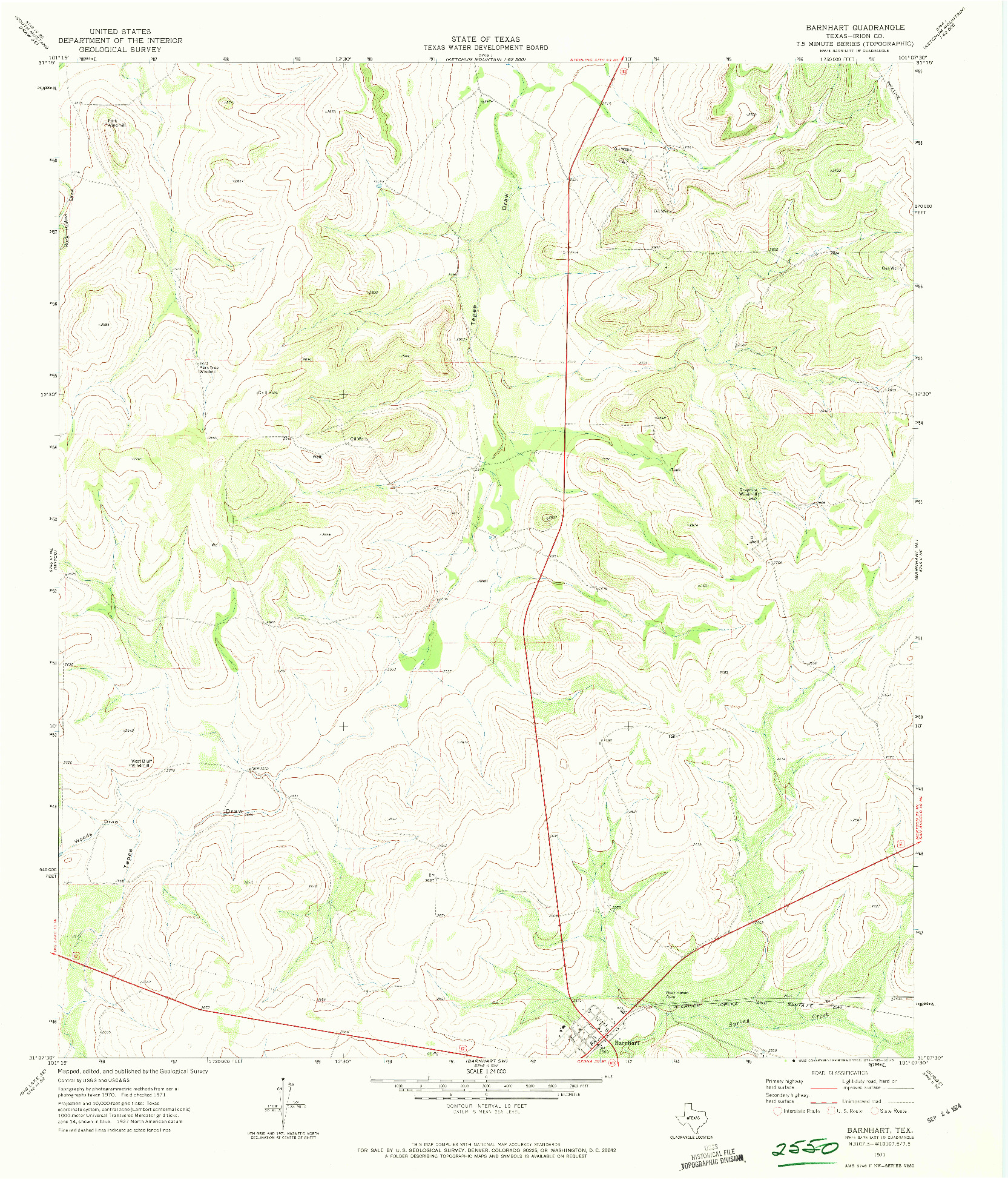 USGS 1:24000-SCALE QUADRANGLE FOR BARNHART, TX 1971
