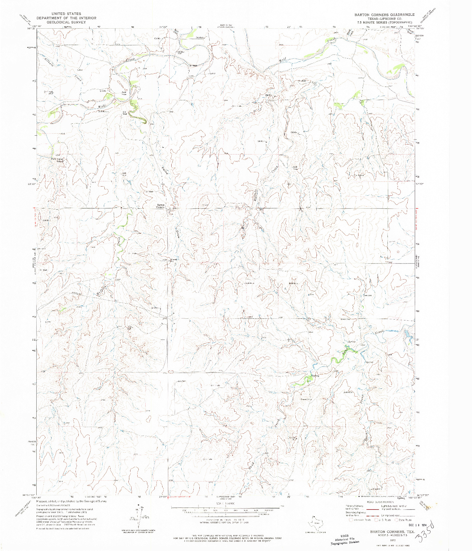 USGS 1:24000-SCALE QUADRANGLE FOR BARTON CORNERS, TX 1972