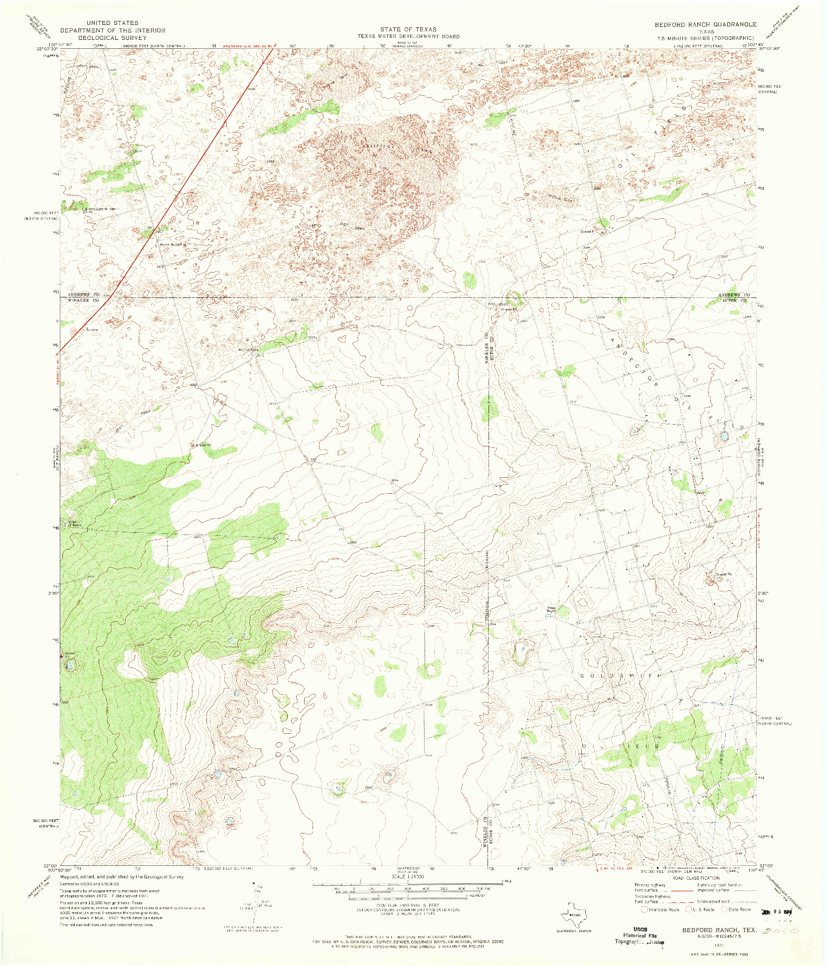 USGS 1:24000-SCALE QUADRANGLE FOR BEDFORD RANCH, TX 1971