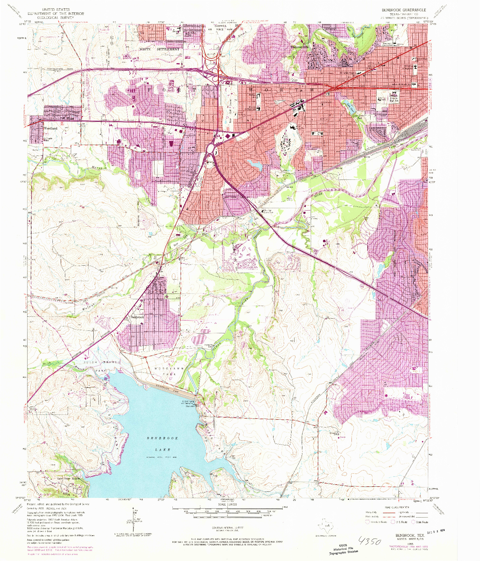 USGS 1:24000-SCALE QUADRANGLE FOR BENBROOK, TX 1955