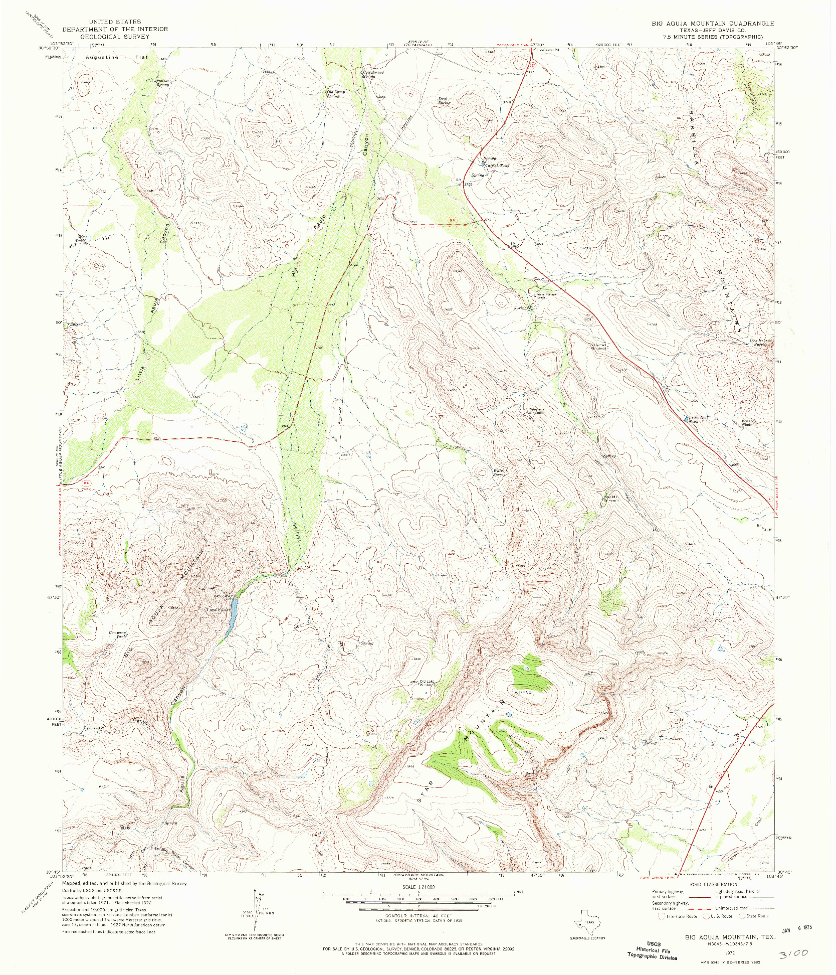 USGS 1:24000-SCALE QUADRANGLE FOR BIG AGUJA MOUNTAIN, TX 1972