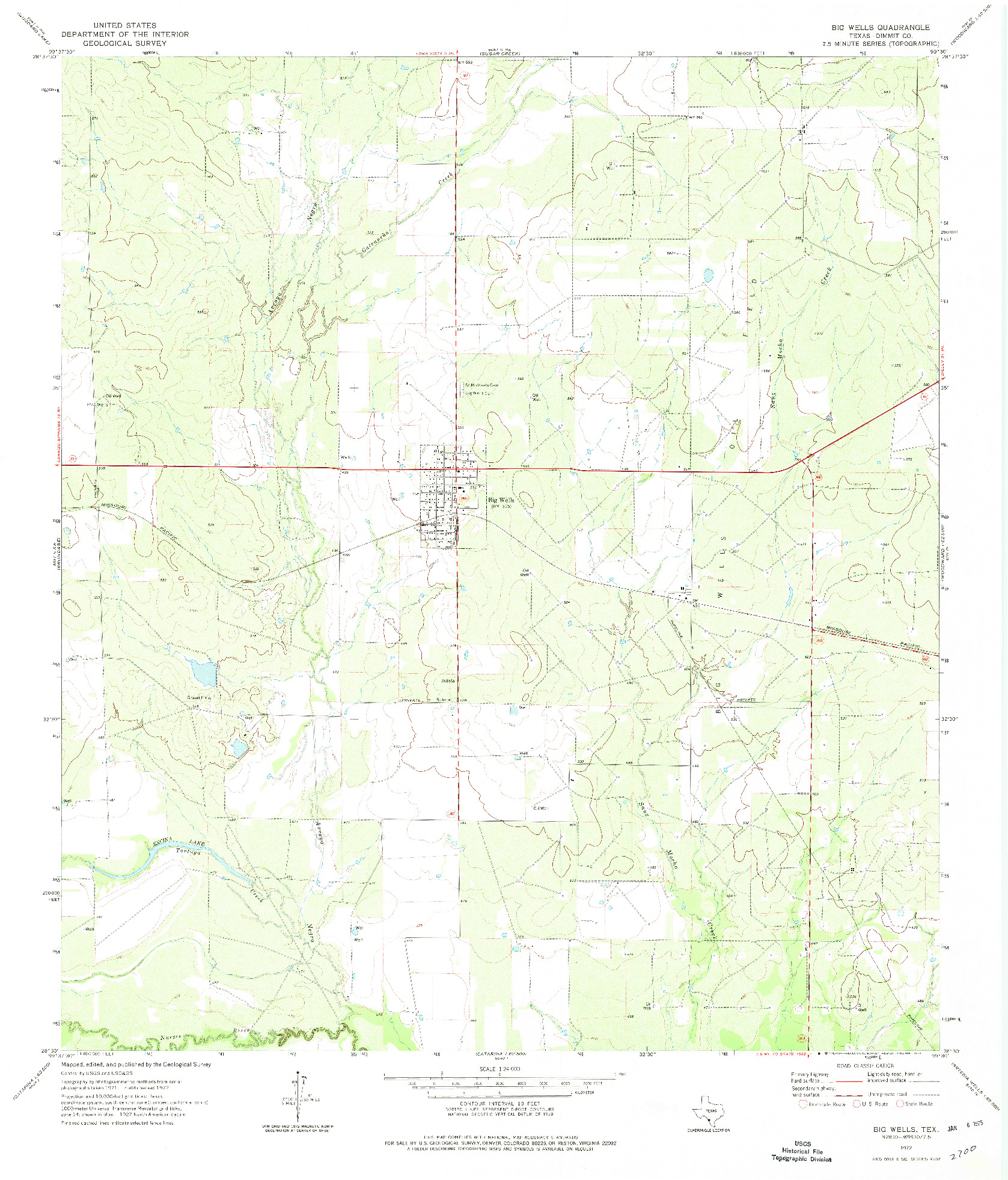USGS 1:24000-SCALE QUADRANGLE FOR BIG WELLS, TX 1972