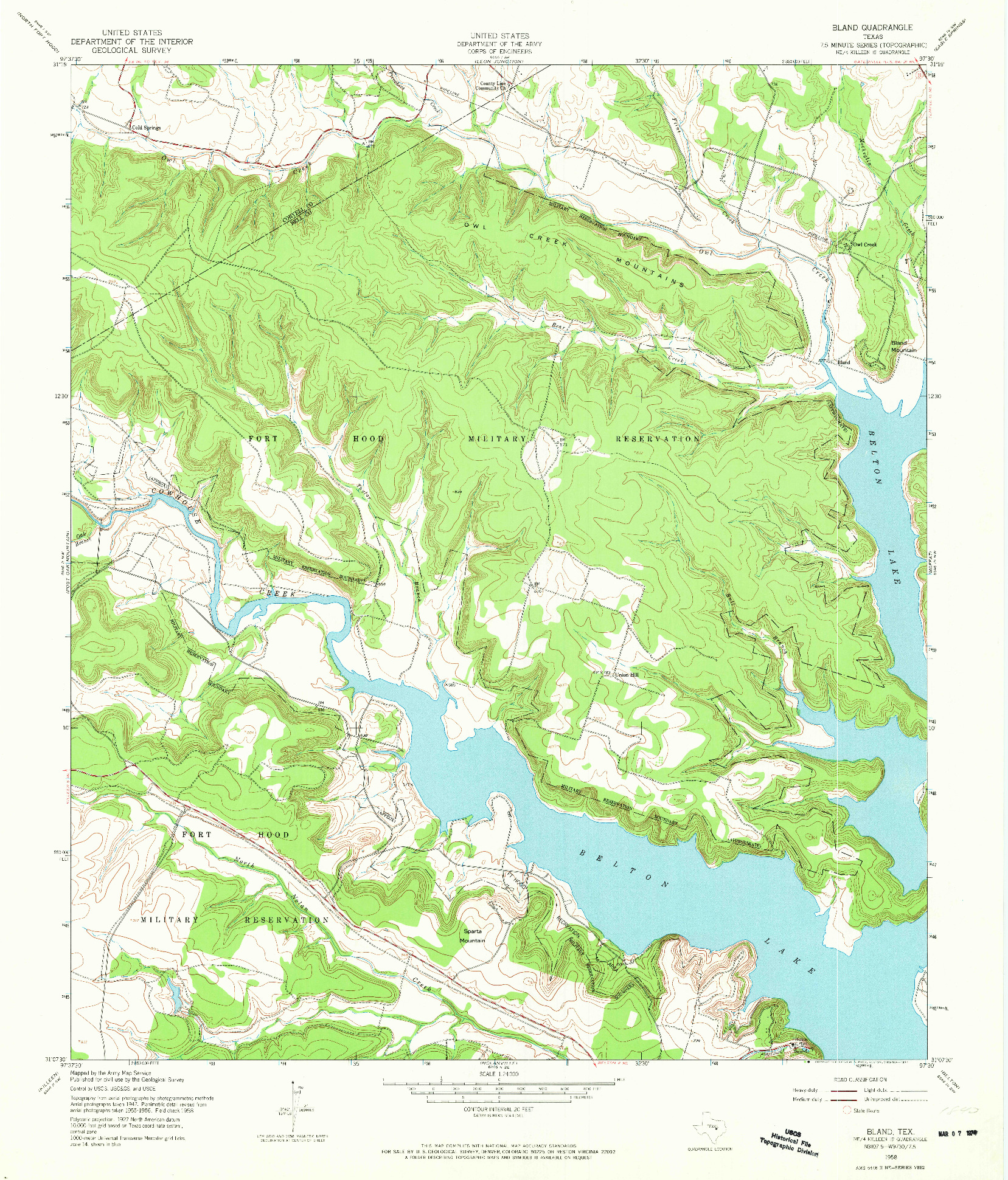 USGS 1:24000-SCALE QUADRANGLE FOR BLAND, TX 1958