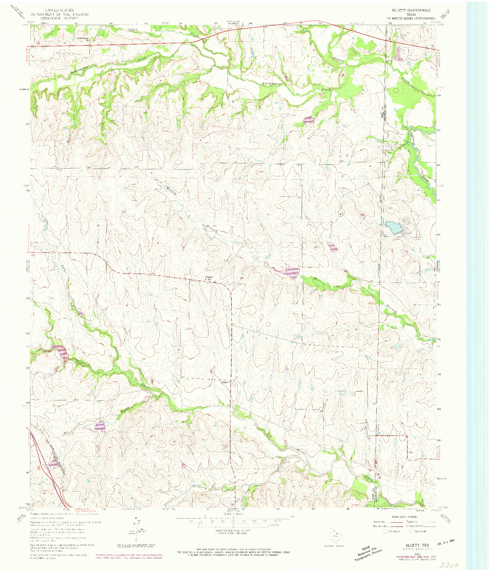 USGS 1:24000-SCALE QUADRANGLE FOR BLUETT, TX 1960