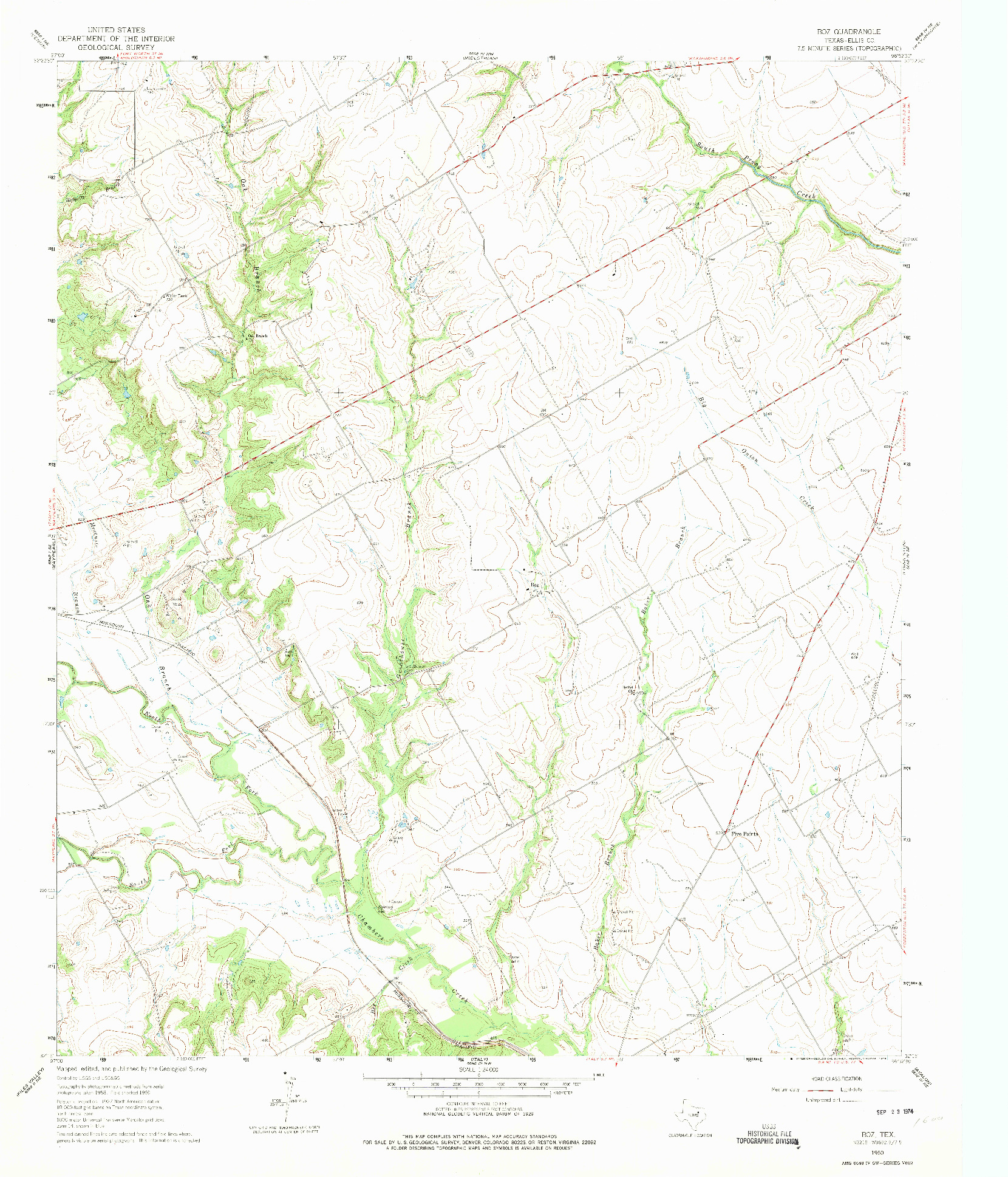 USGS 1:24000-SCALE QUADRANGLE FOR BOZ, TX 1960