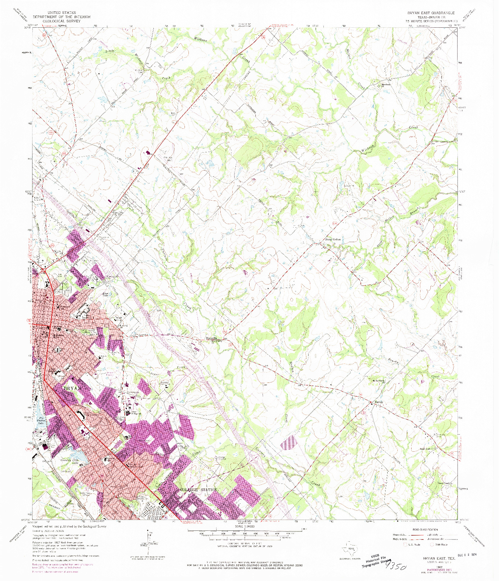 USGS 1:24000-SCALE QUADRANGLE FOR BRYAN EAST, TX 1962