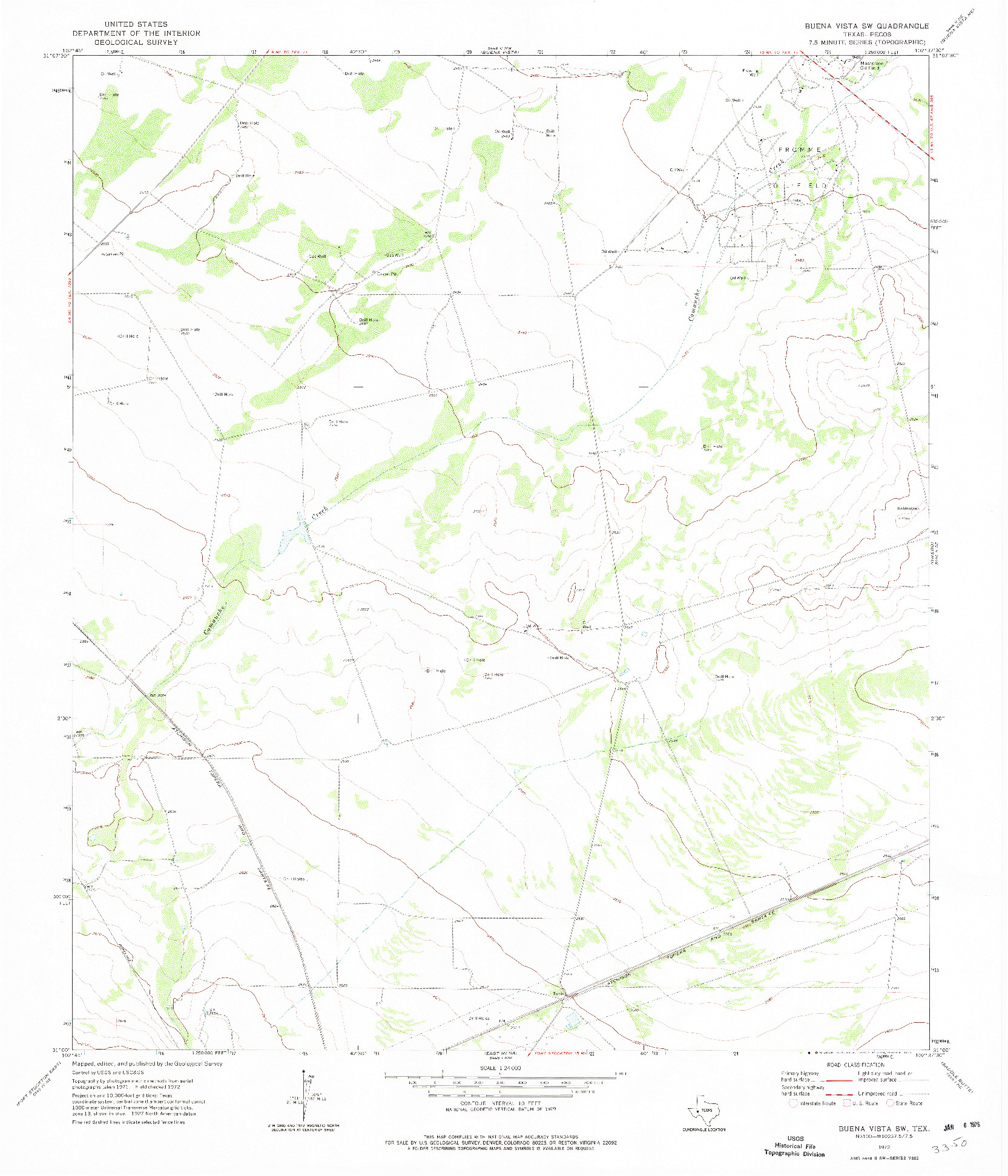 USGS 1:24000-SCALE QUADRANGLE FOR BUENA VISTA SW, TX 1972