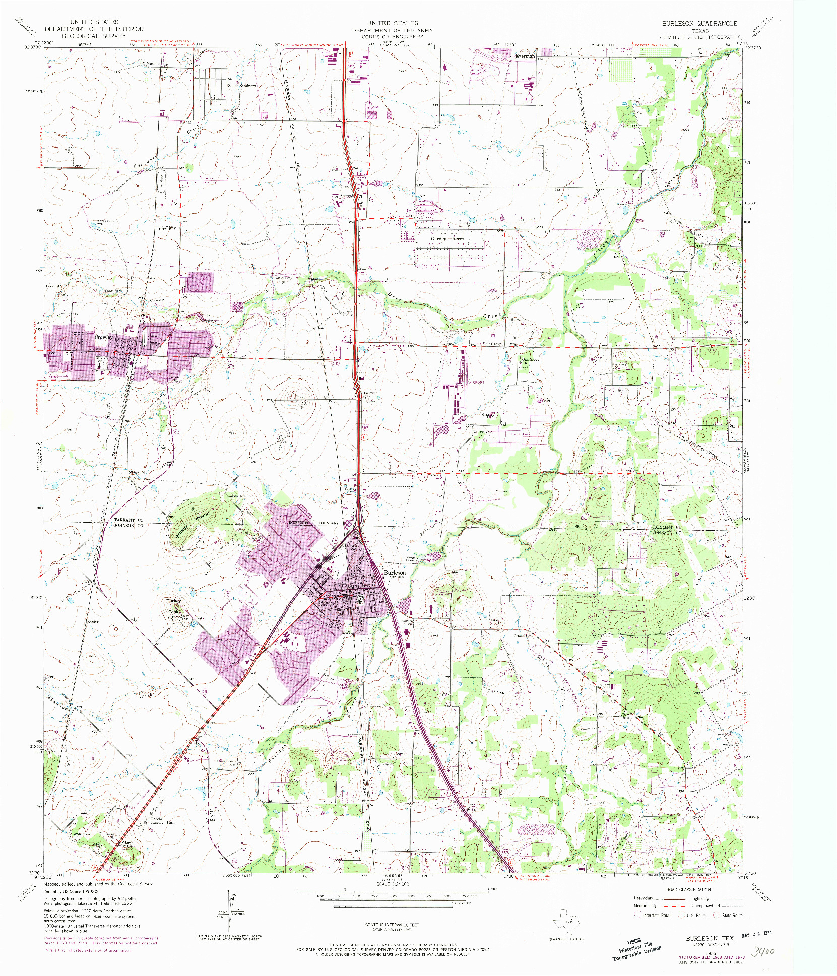 USGS 1:24000-SCALE QUADRANGLE FOR BURLESON, TX 1955