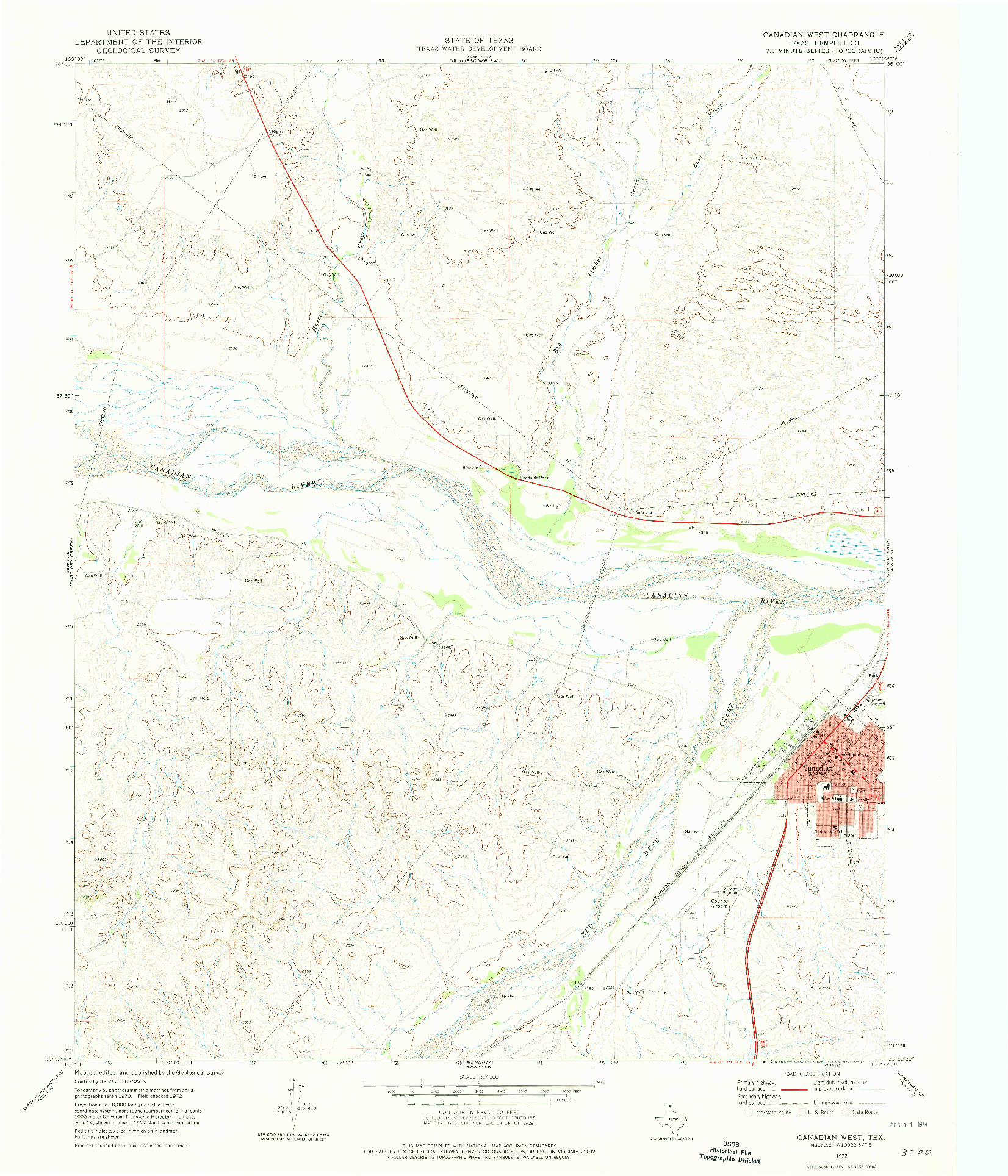 USGS 1:24000-SCALE QUADRANGLE FOR CANADIAN WEST, TX 1972