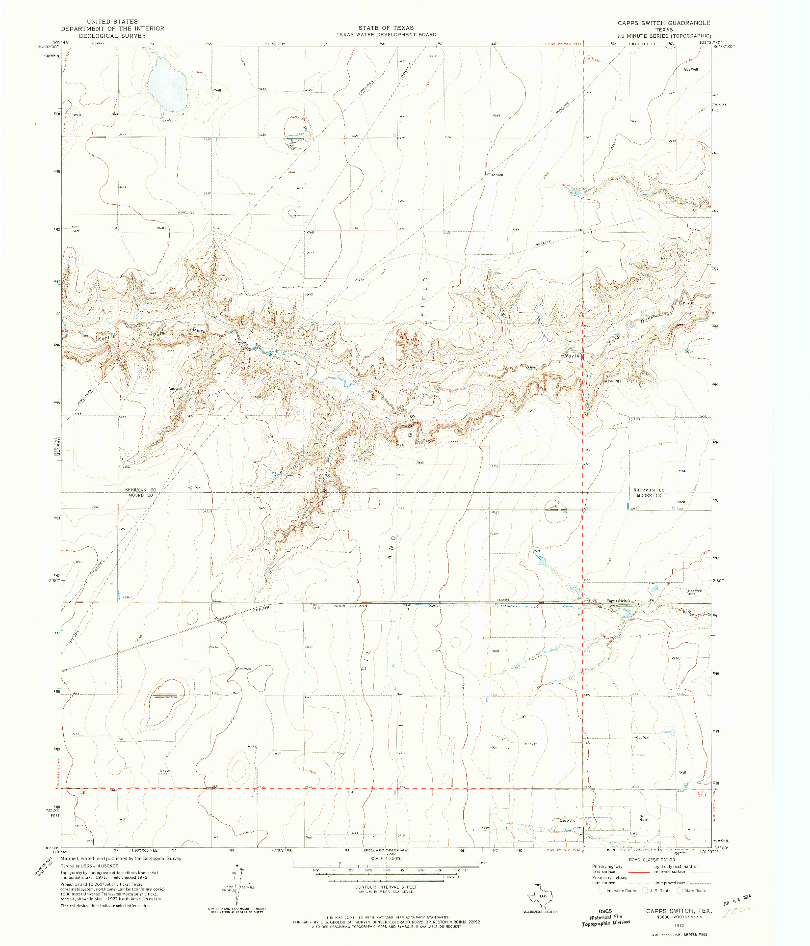 USGS 1:24000-SCALE QUADRANGLE FOR CAPPS SWITCH, TX 1972