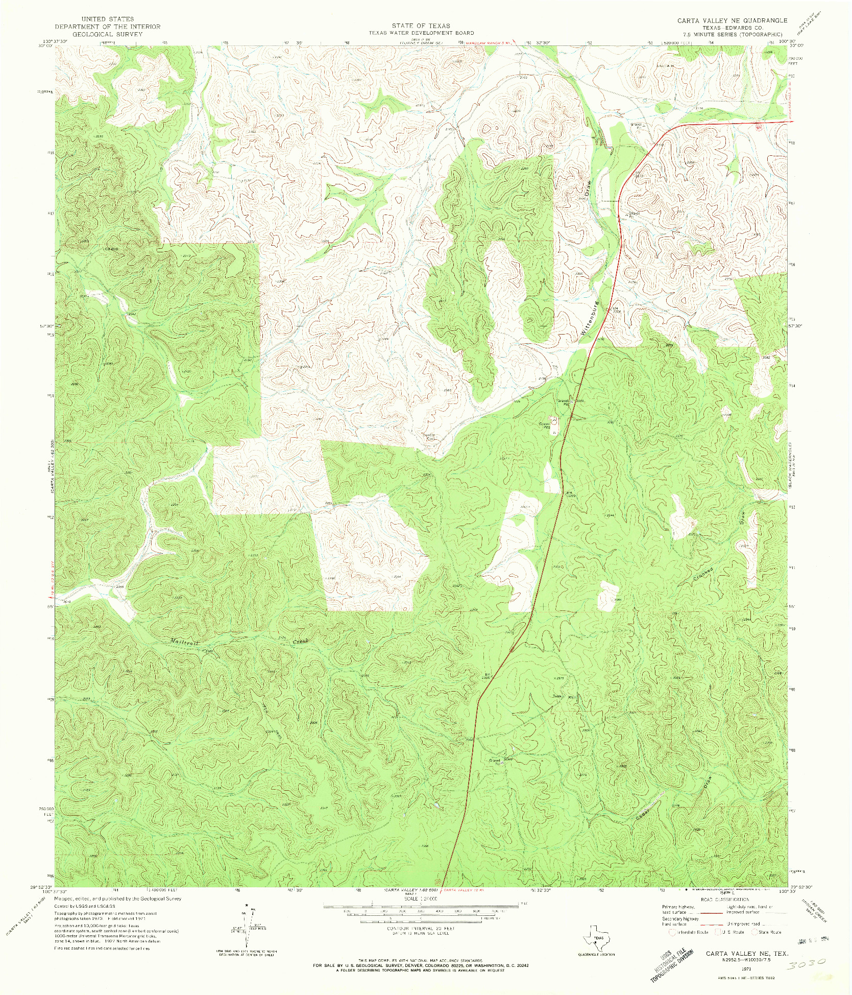 USGS 1:24000-SCALE QUADRANGLE FOR CARTA VALLEY NE, TX 1971