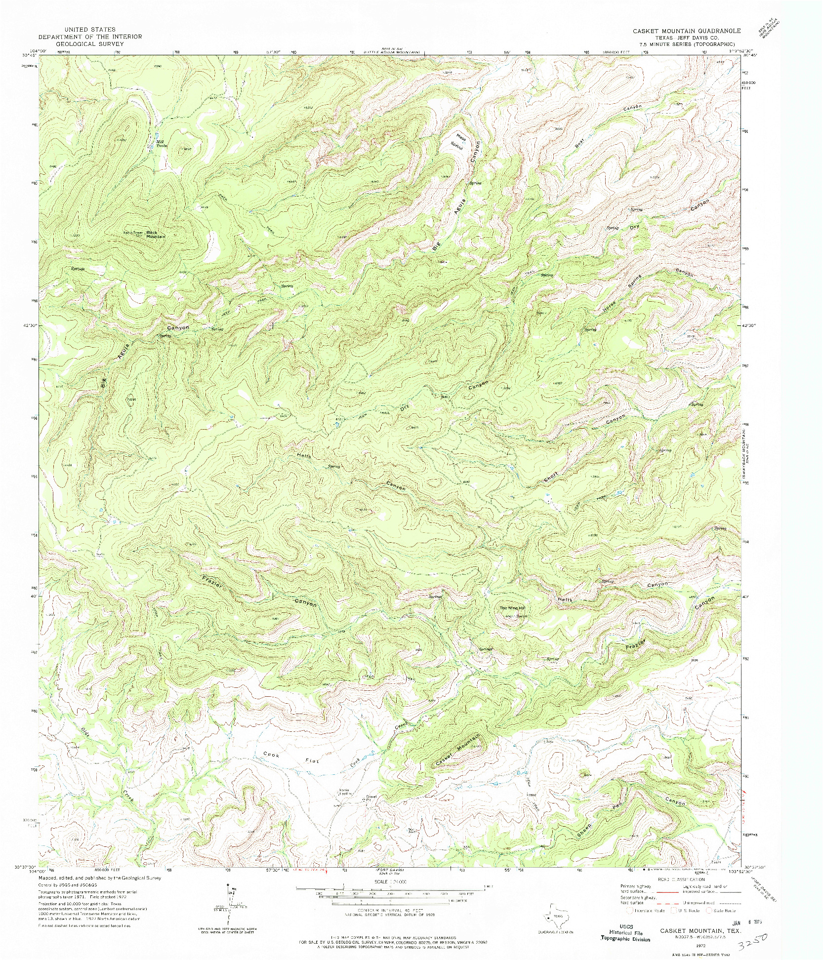 USGS 1:24000-SCALE QUADRANGLE FOR CASKET MOUNTAIN, TX 1972