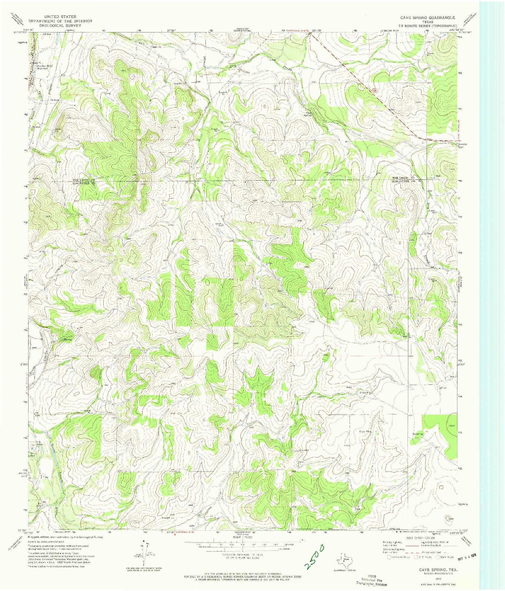 USGS 1:24000-SCALE QUADRANGLE FOR CAVE SPRING, TX 1972