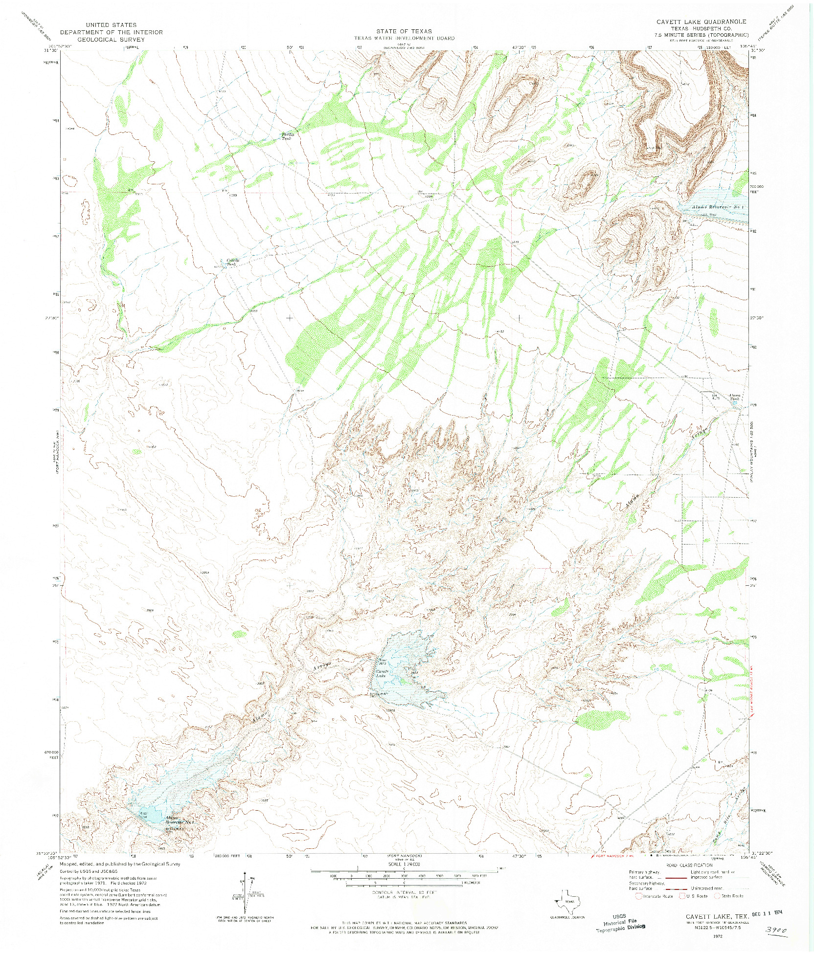 USGS 1:24000-SCALE QUADRANGLE FOR CAVETT LAKE, TX 1972