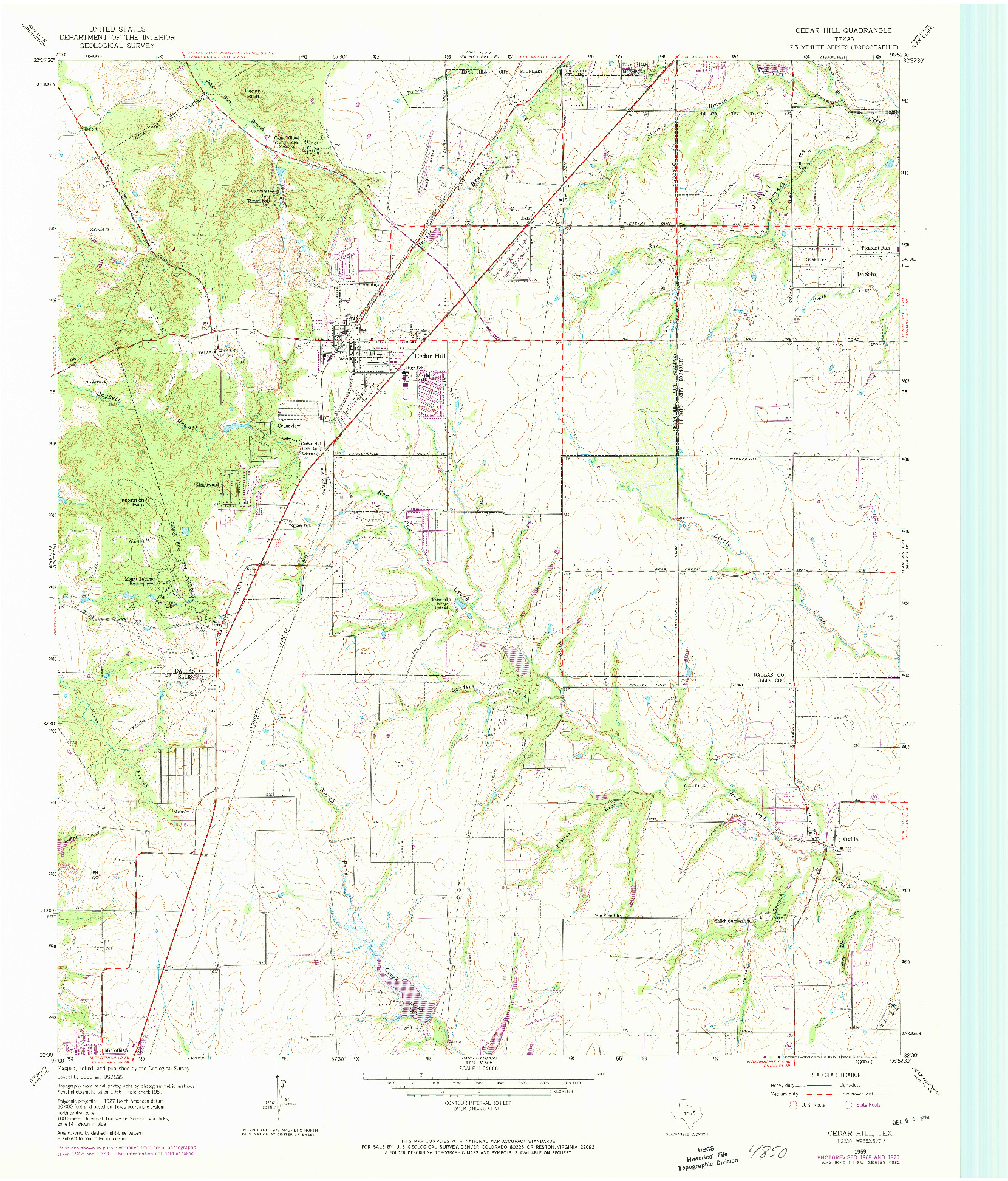 USGS 1:24000-SCALE QUADRANGLE FOR CEDAR HILL, TX 1959