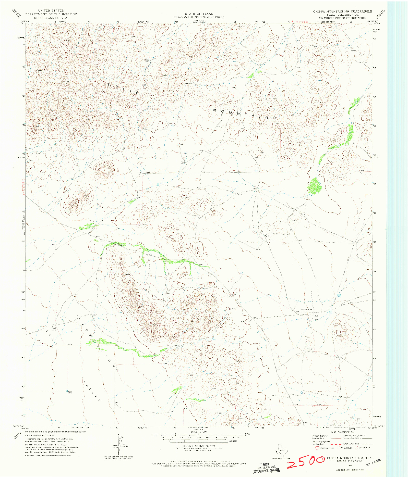 USGS 1:24000-SCALE QUADRANGLE FOR CHISPA MOUNTAIN NW, TX 1972