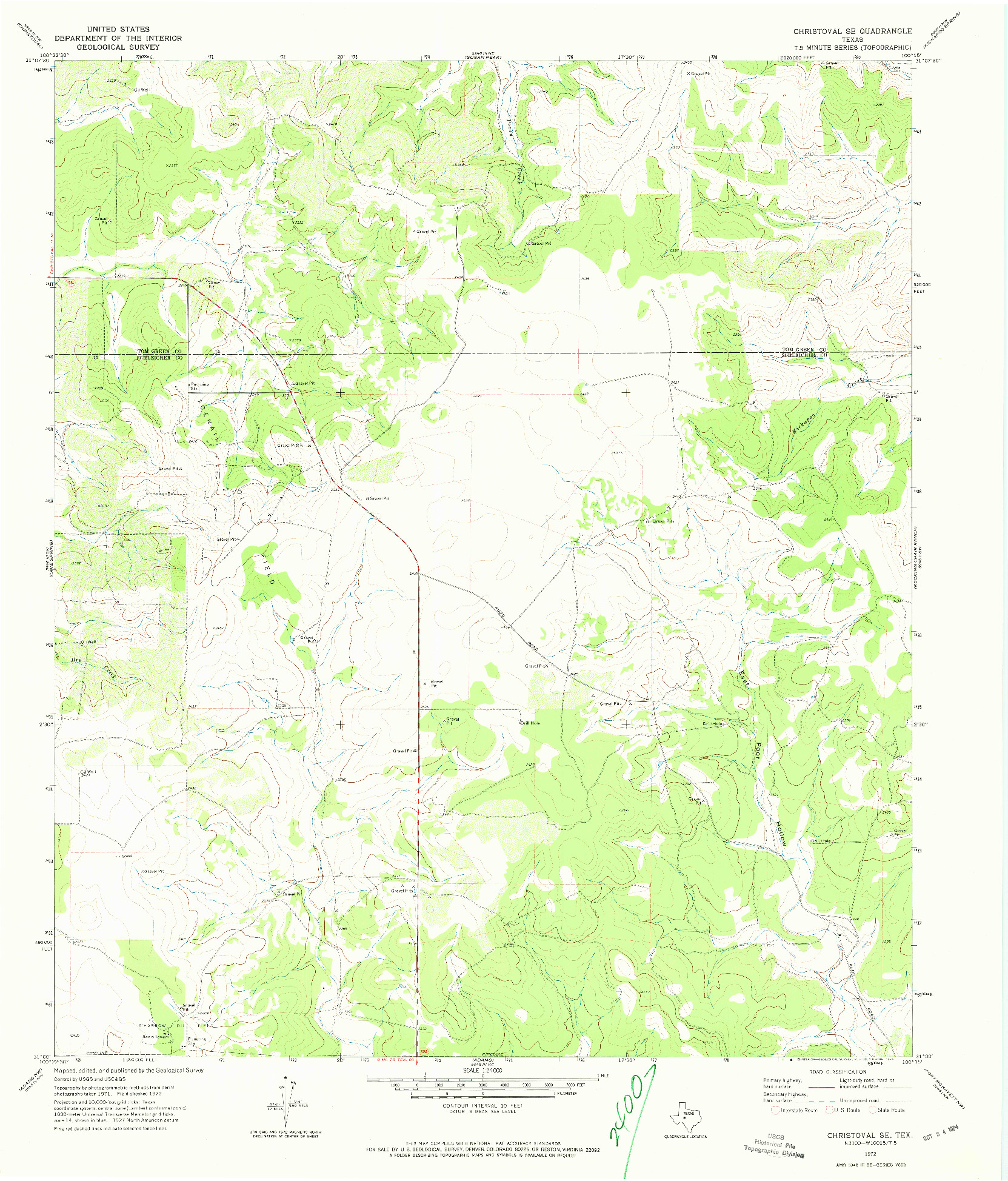 USGS 1:24000-SCALE QUADRANGLE FOR CHRISTOVAL SE, TX 1972