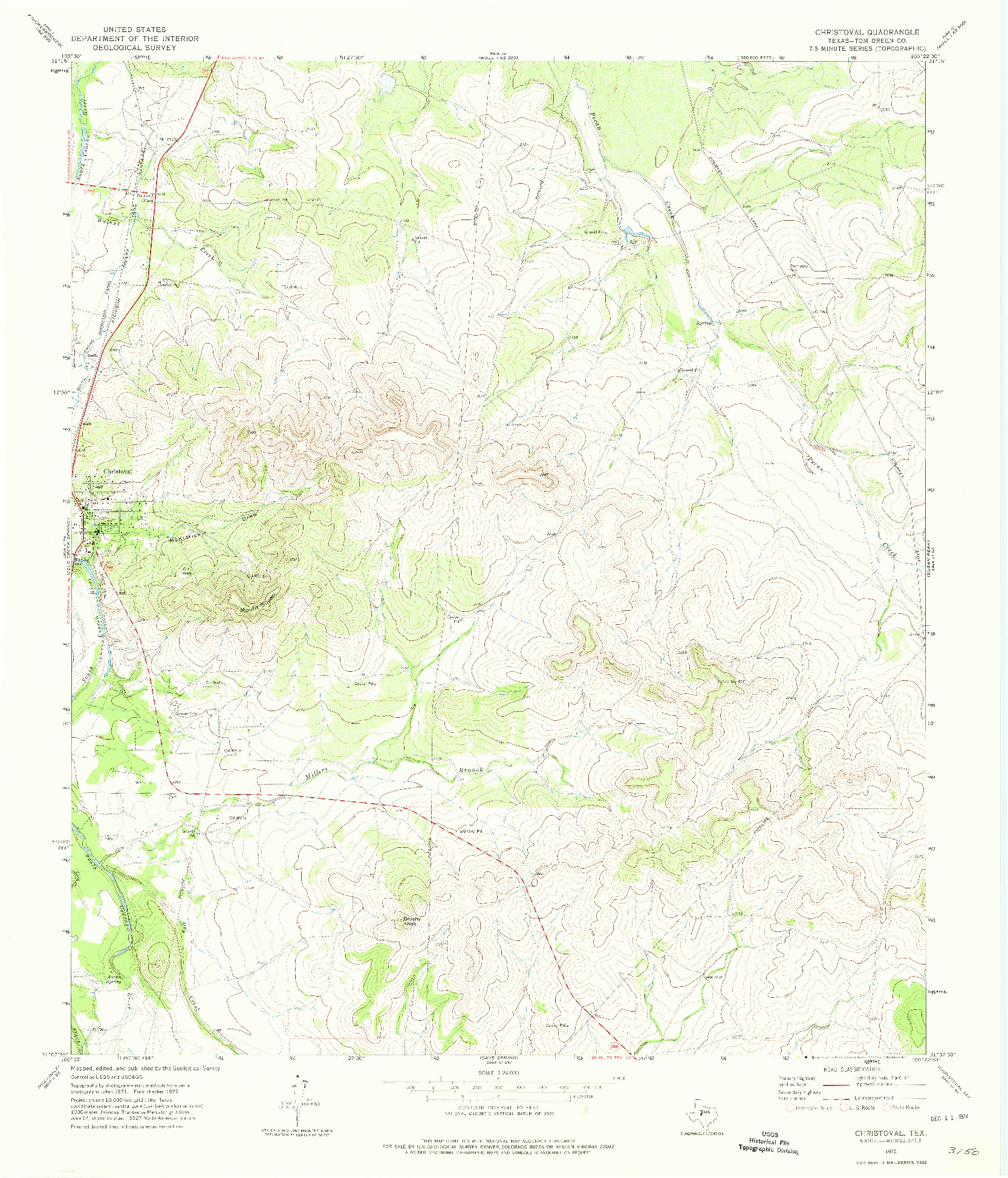 USGS 1:24000-SCALE QUADRANGLE FOR CHRISTOVAL, TX 1972