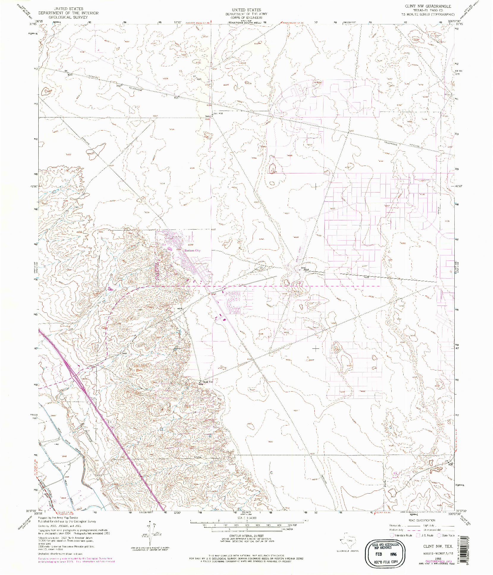 USGS 1:24000-SCALE QUADRANGLE FOR CLINT NW, TX 1955