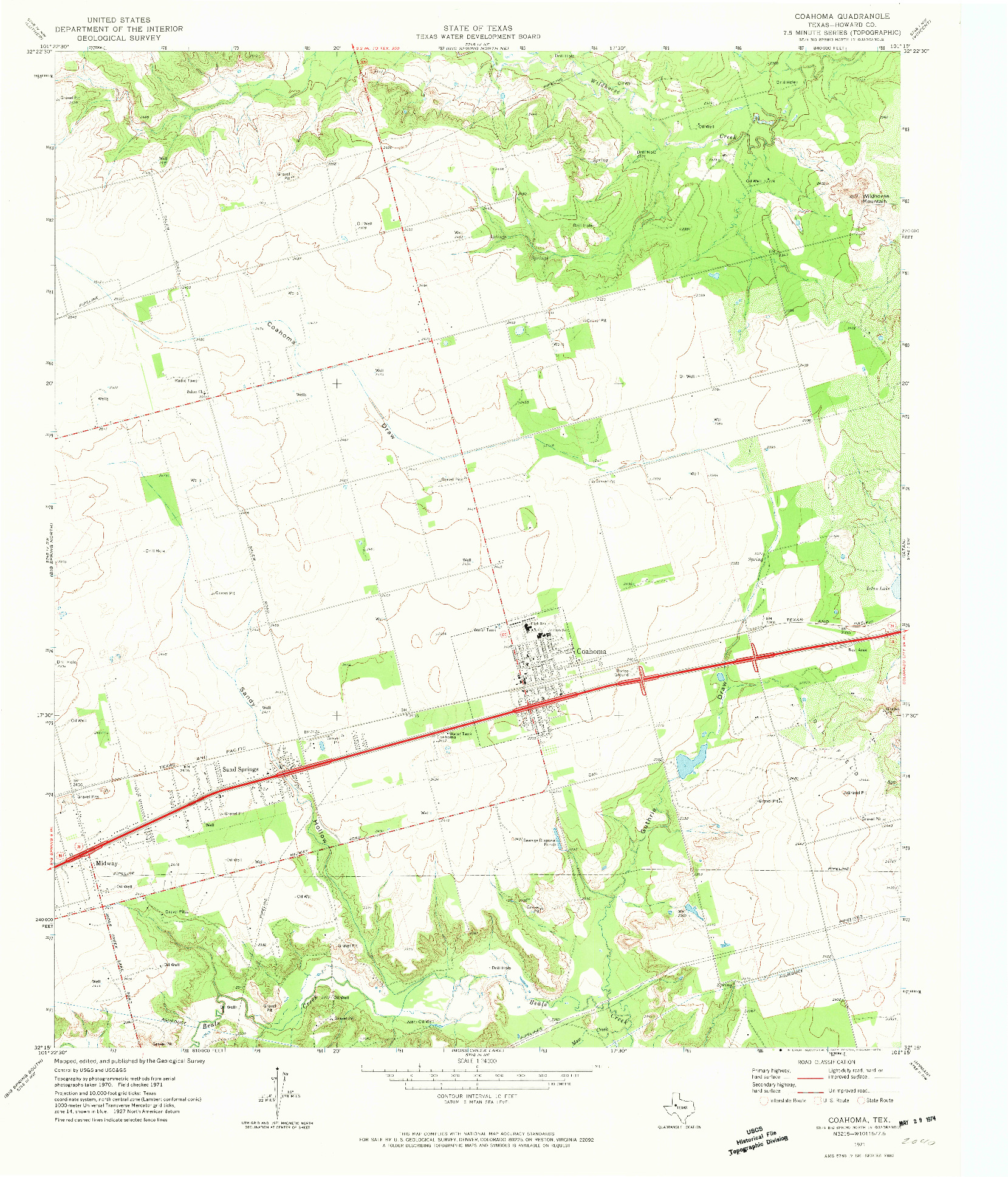 USGS 1:24000-SCALE QUADRANGLE FOR COAHOMA, TX 1971