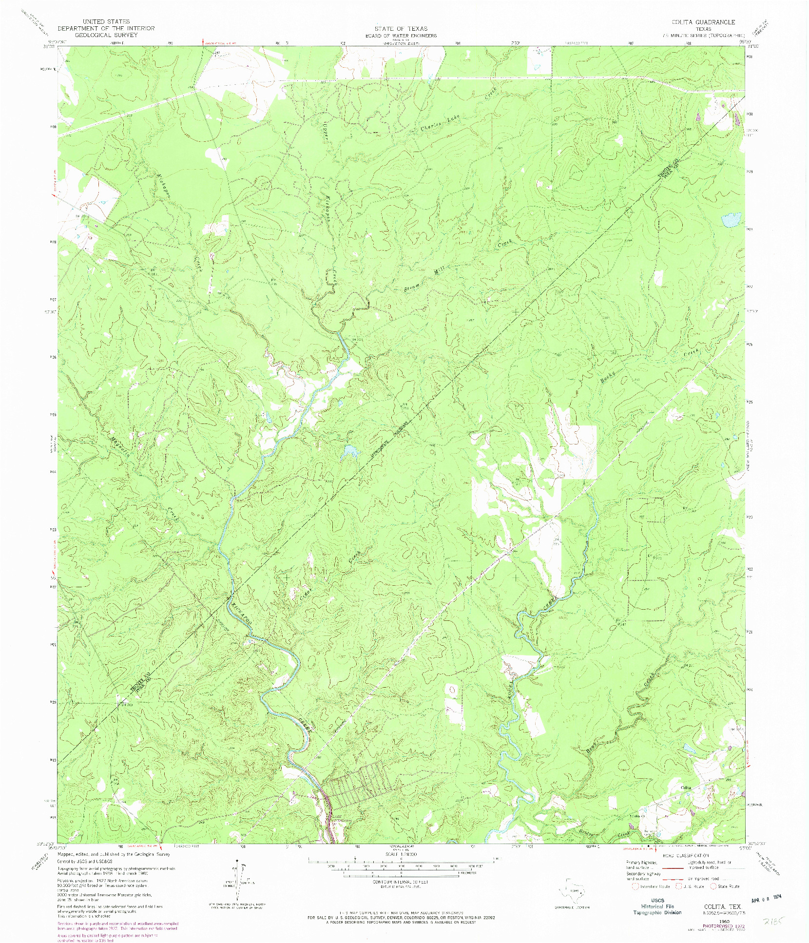 USGS 1:24000-SCALE QUADRANGLE FOR COLITA, TX 1960