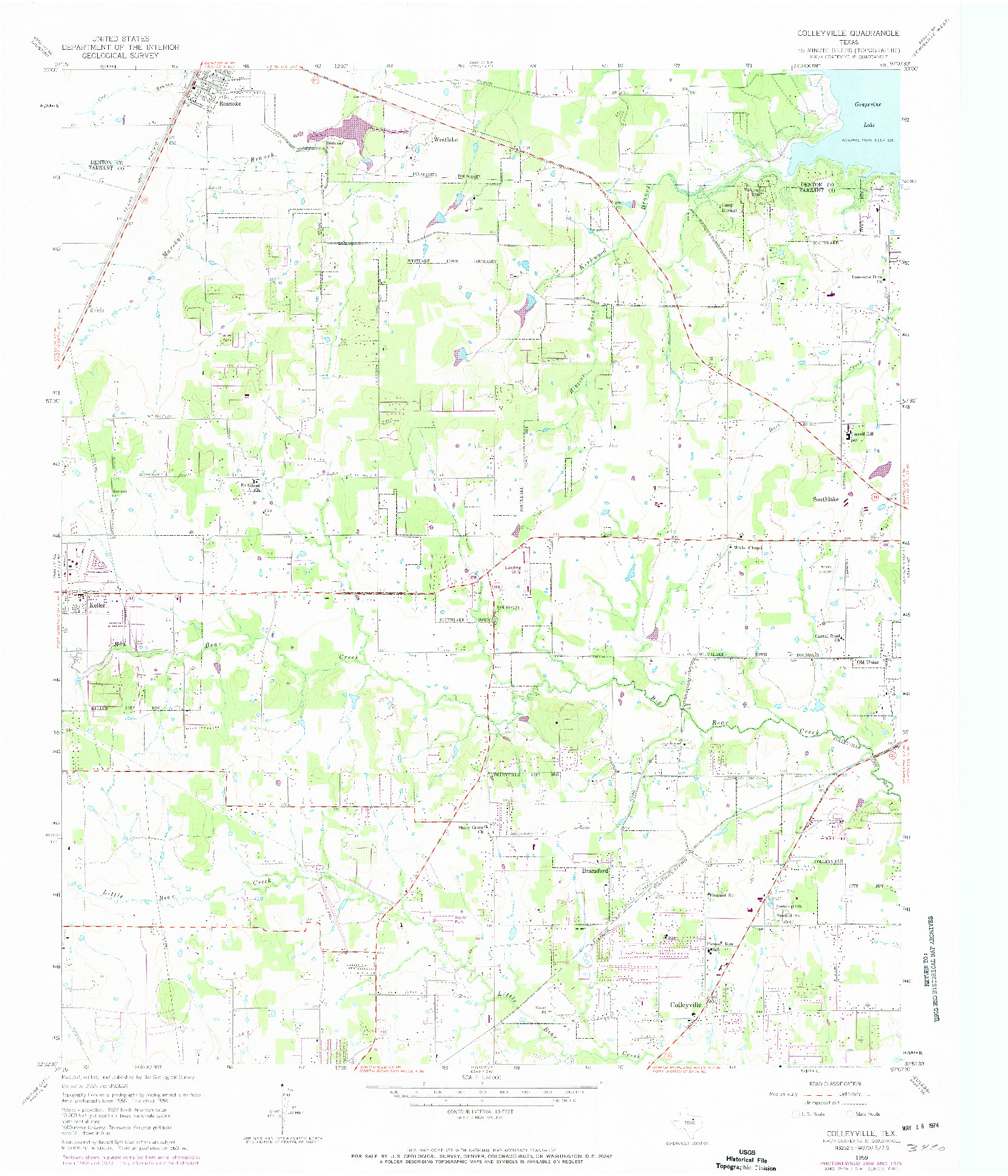 USGS 1:24000-SCALE QUADRANGLE FOR COLLEYVILLE, TX 1959