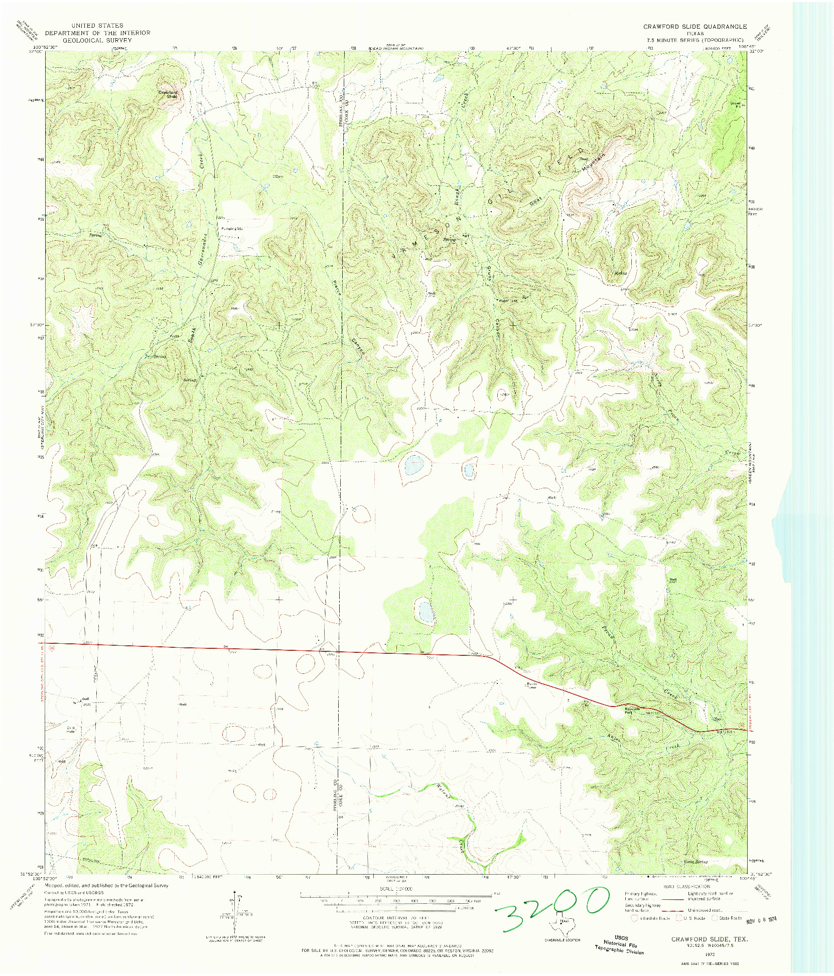 USGS 1:24000-SCALE QUADRANGLE FOR CRAWFORD SLIDE, TX 1972