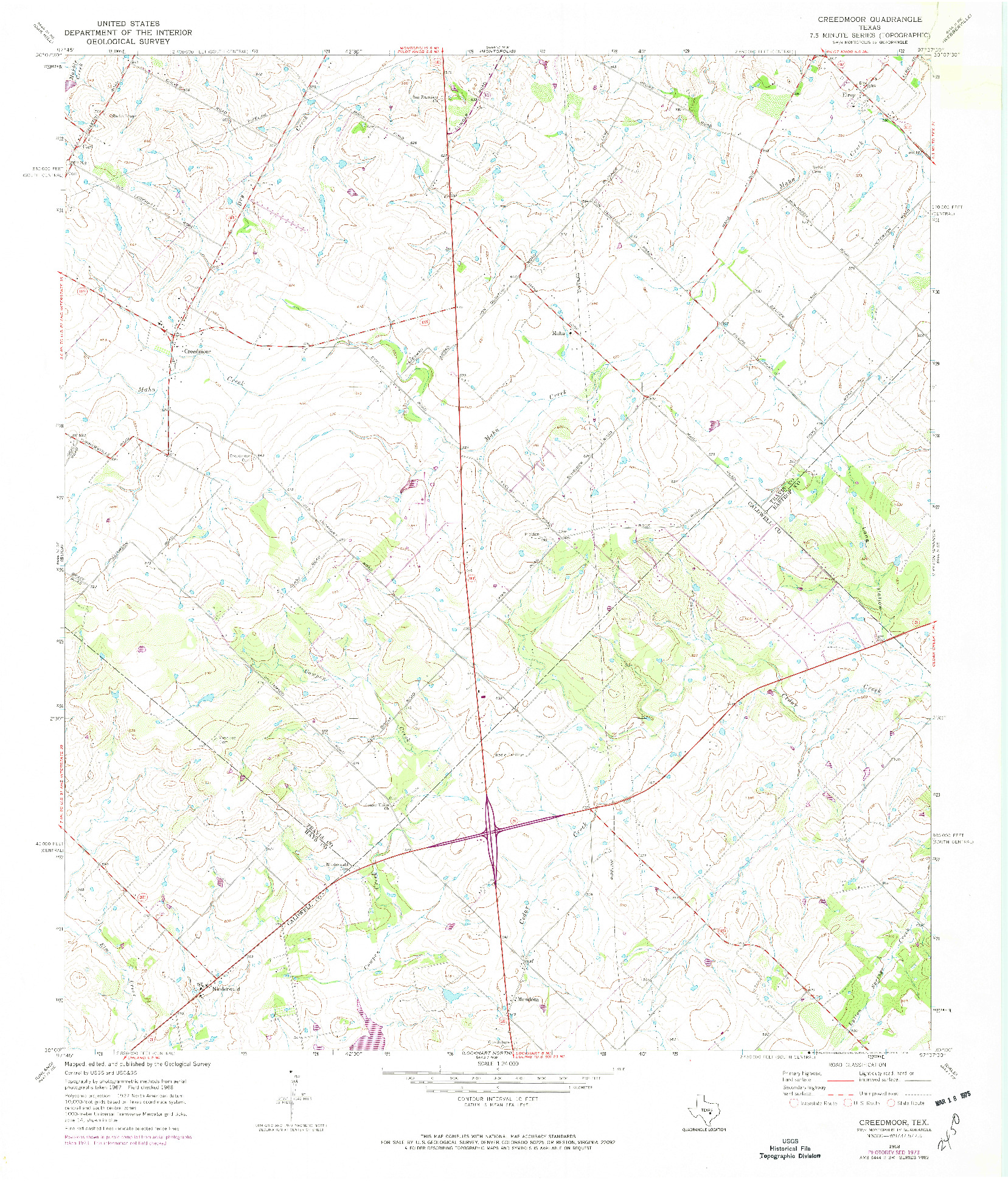 USGS 1:24000-SCALE QUADRANGLE FOR CREEDMOOR, TX 1968