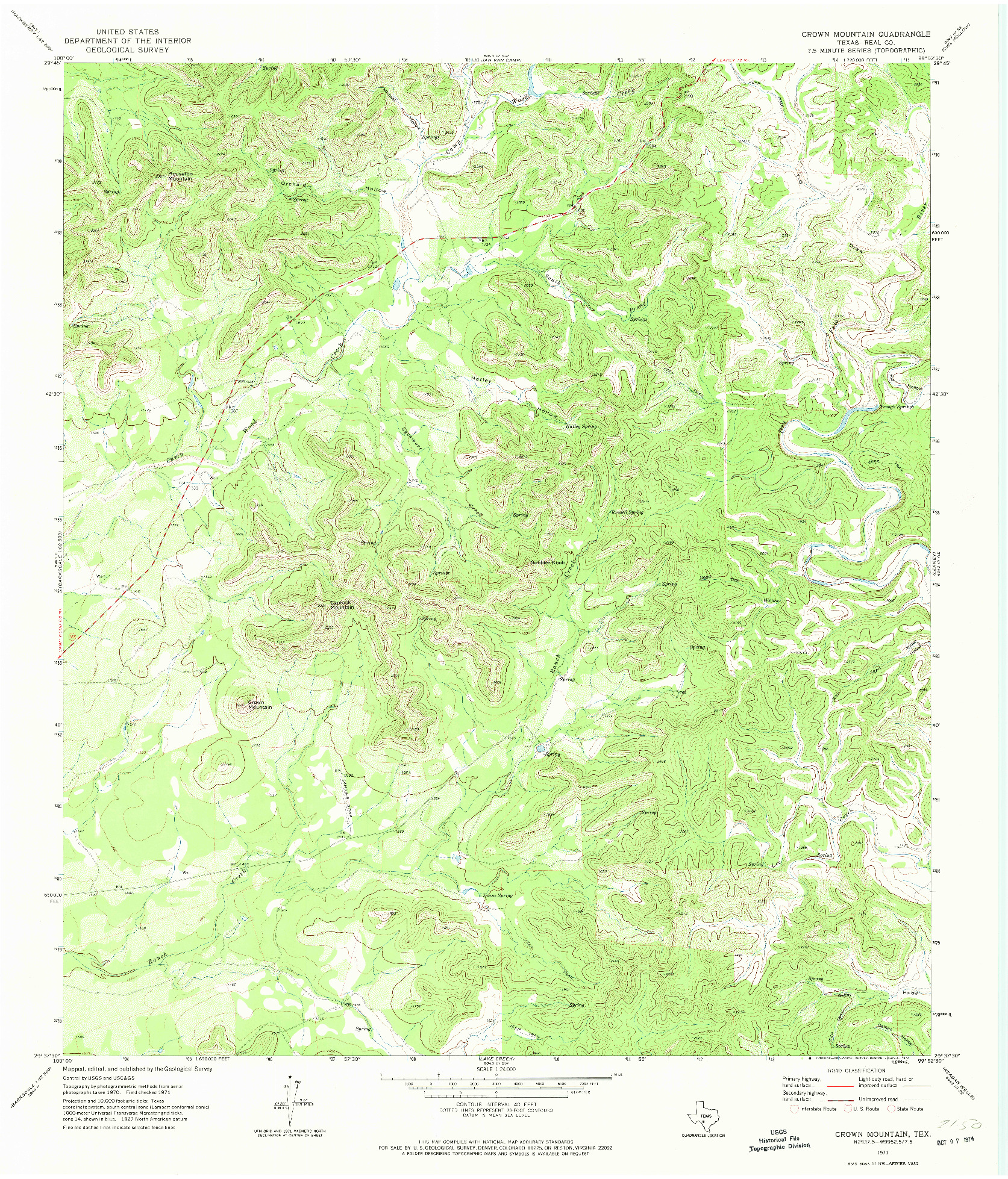 USGS 1:24000-SCALE QUADRANGLE FOR CROWN MOUNTAIN, TX 1971