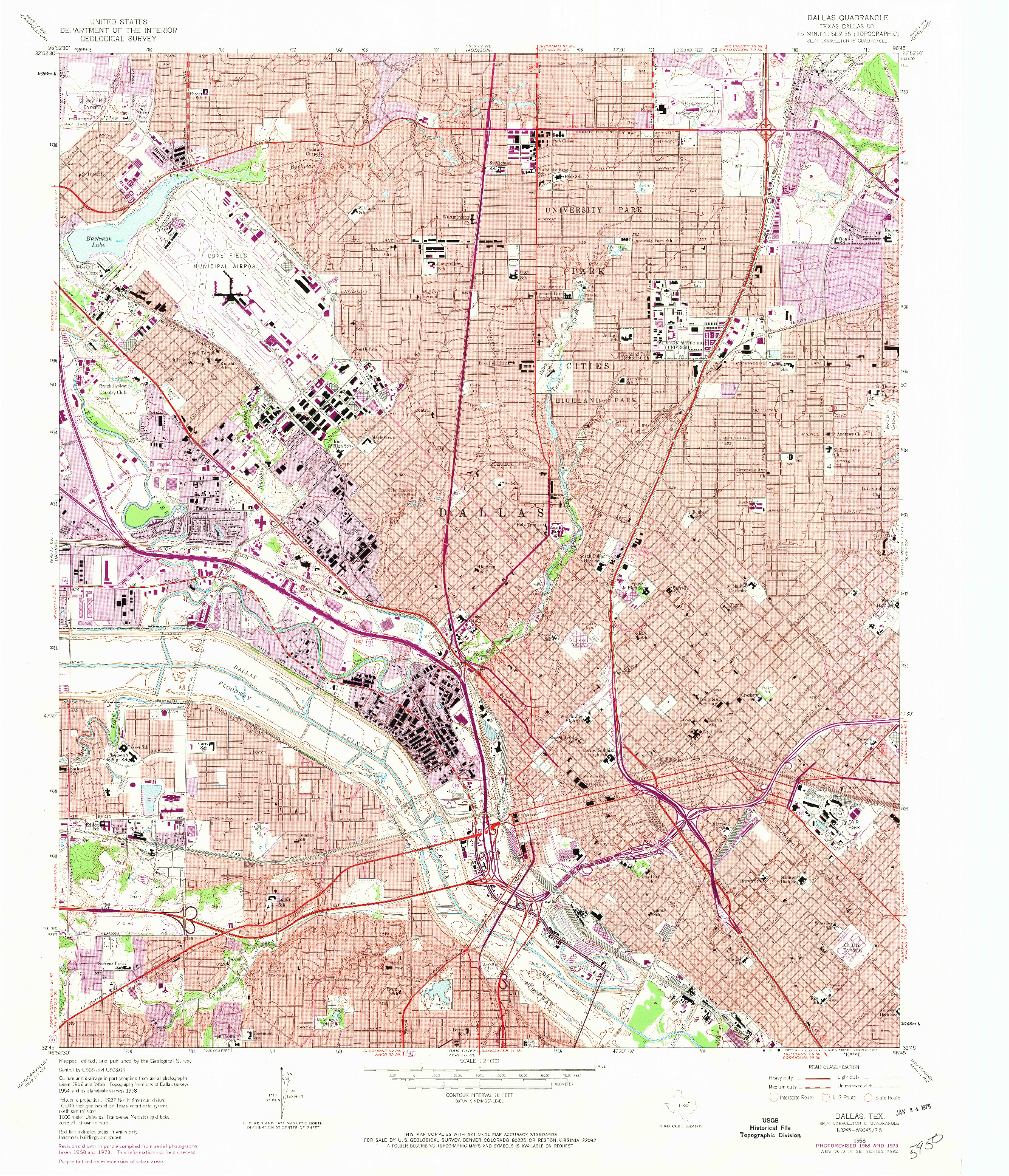 USGS 1:24000-SCALE QUADRANGLE FOR DALLAS, TX 1958