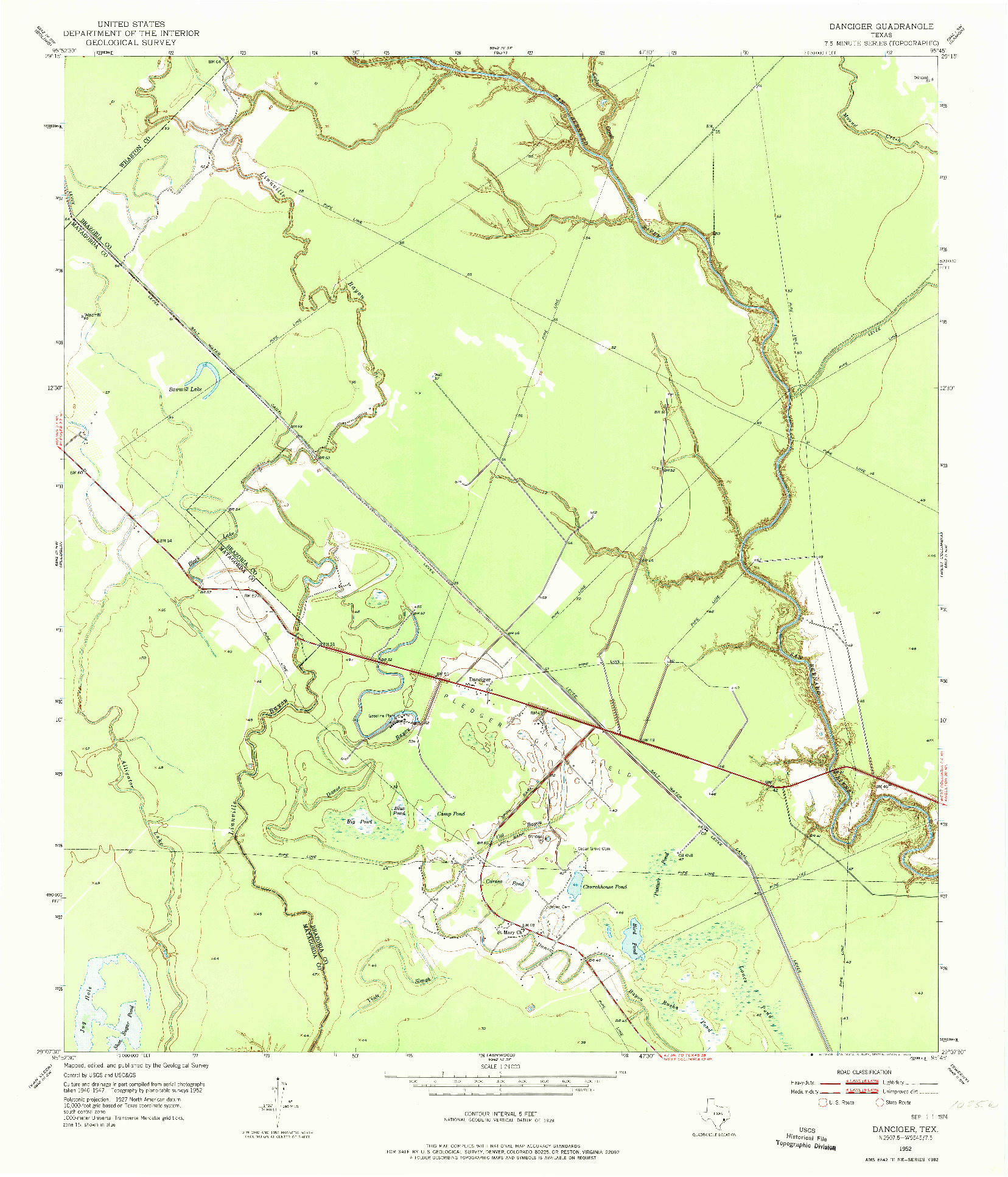 USGS 1:24000-SCALE QUADRANGLE FOR DANCIGER, TX 1952