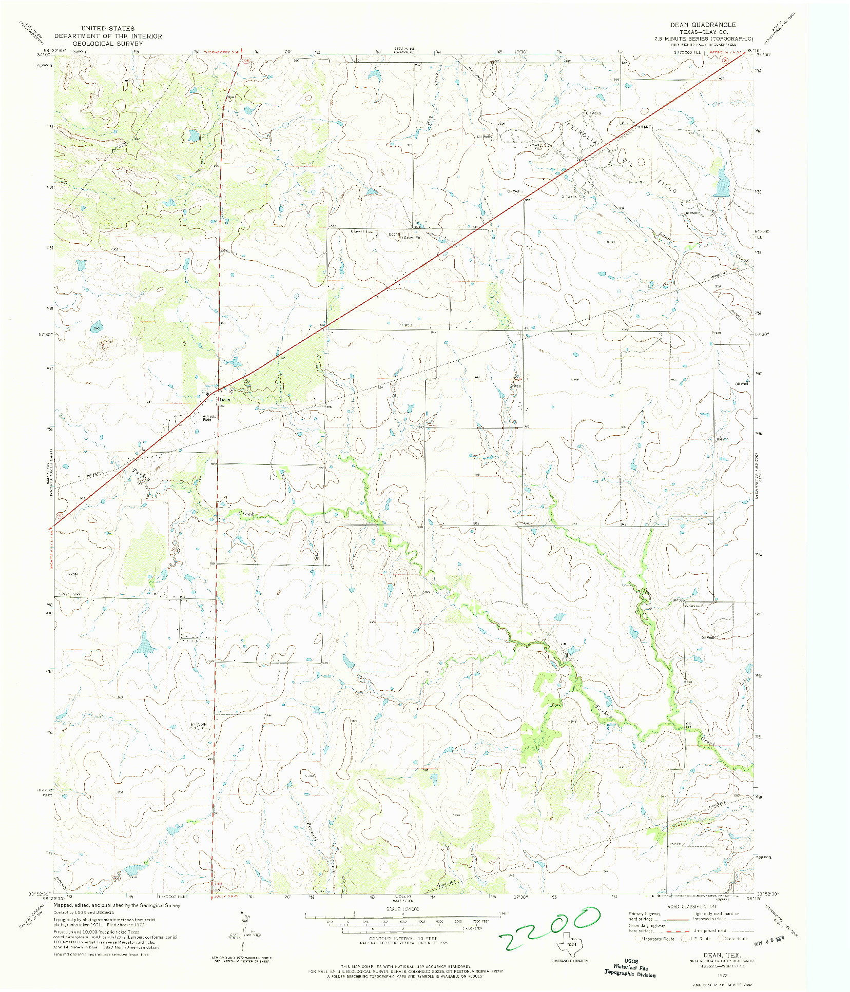 USGS 1:24000-SCALE QUADRANGLE FOR DEAN, TX 1972