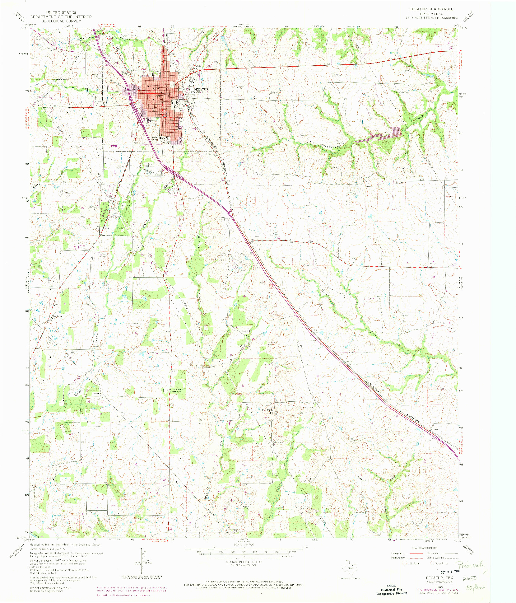 USGS 1:24000-SCALE QUADRANGLE FOR DECATUR, TX 1960