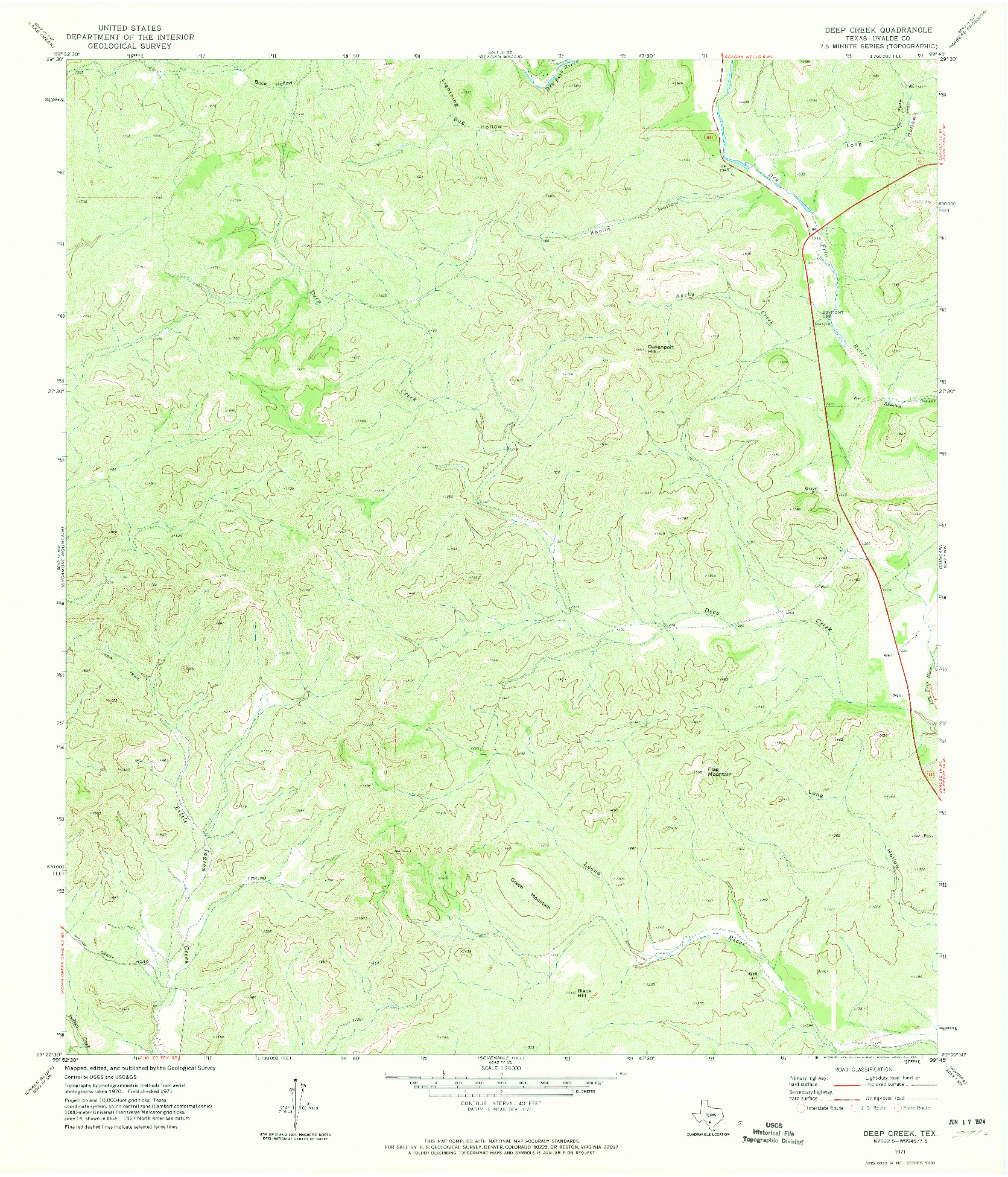 USGS 1:24000-SCALE QUADRANGLE FOR DEEP CREEK, TX 1971