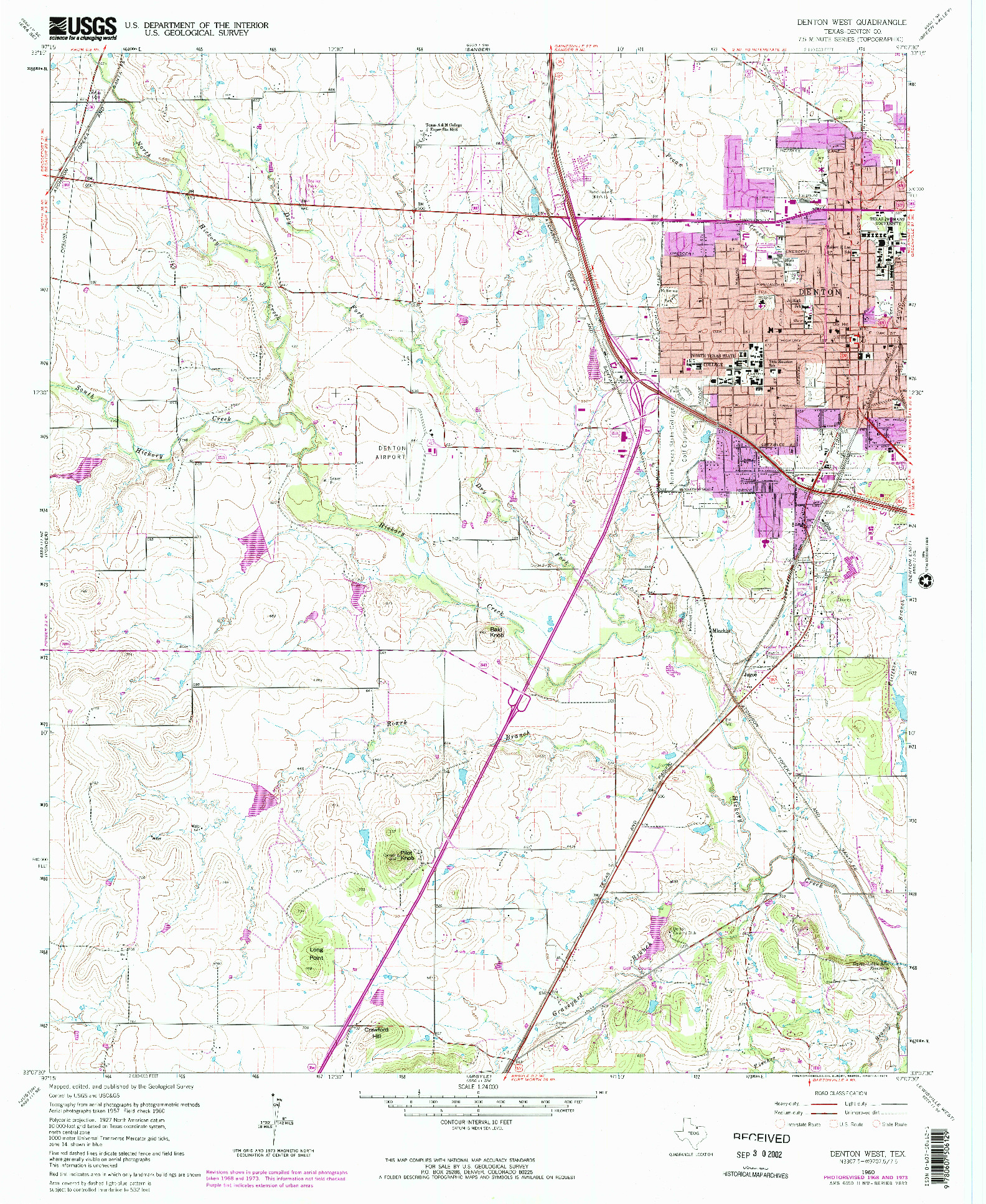 USGS 1:24000-SCALE QUADRANGLE FOR DENTON WEST, TX 1960