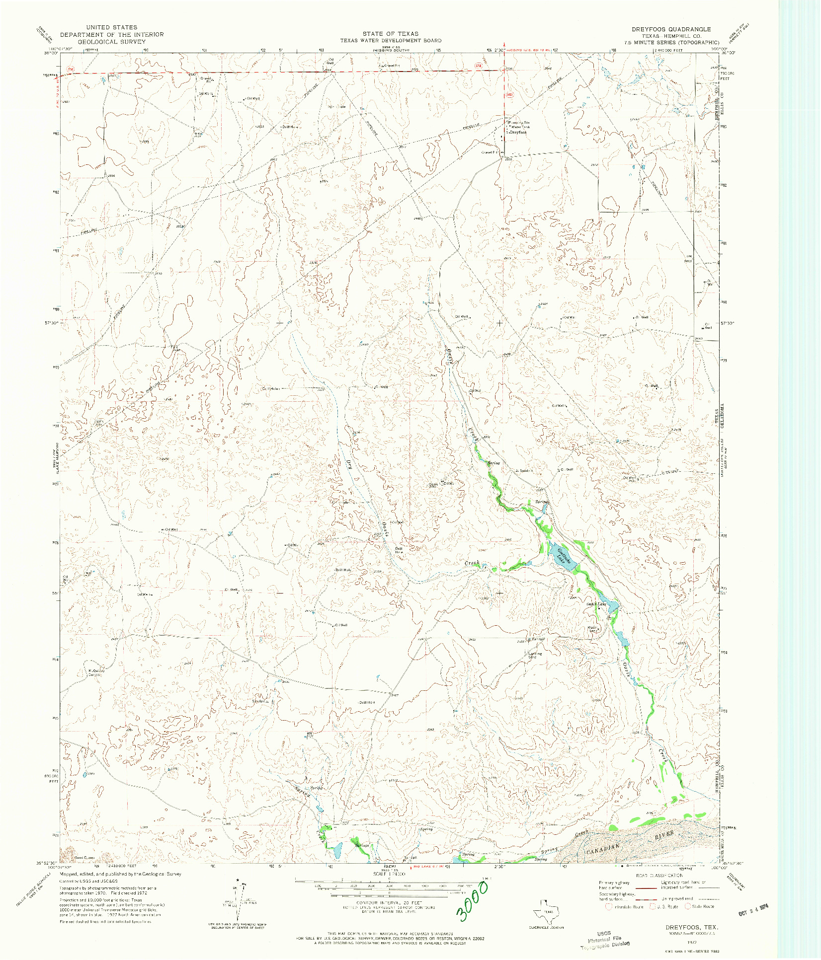 USGS 1:24000-SCALE QUADRANGLE FOR DREYFOOS, TX 1972