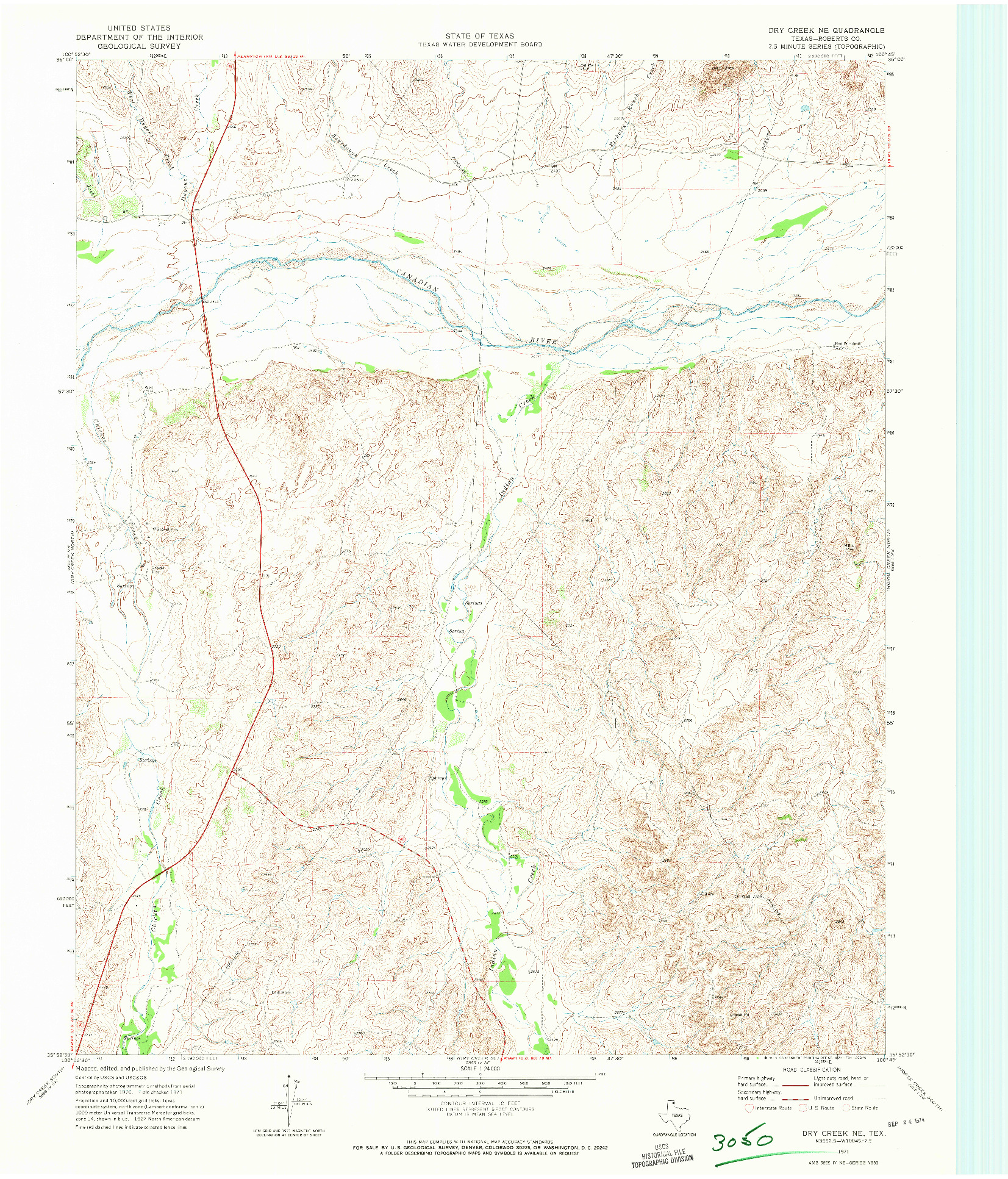 USGS 1:24000-SCALE QUADRANGLE FOR DRY CREEK NE, TX 1971