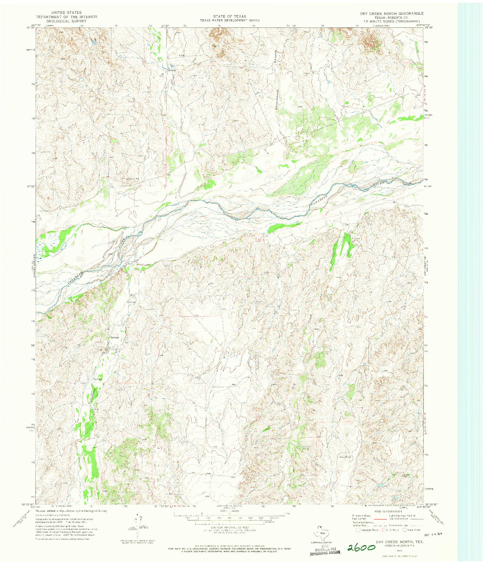 USGS 1:24000-SCALE QUADRANGLE FOR DRY CREEK NORTH, TX 1971