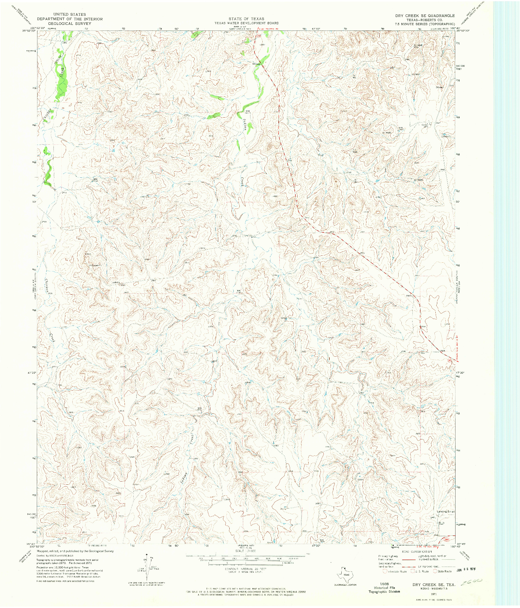 USGS 1:24000-SCALE QUADRANGLE FOR DRY CREEK SE, TX 1971